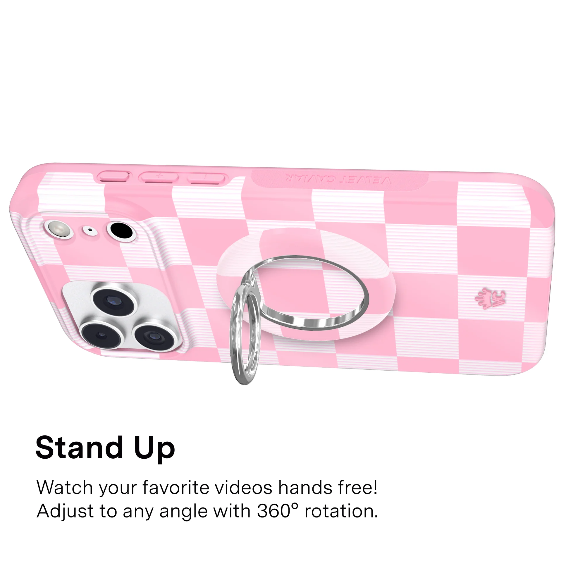 Pink Vibe Checkered MagSafe Grip Ring - Image 4