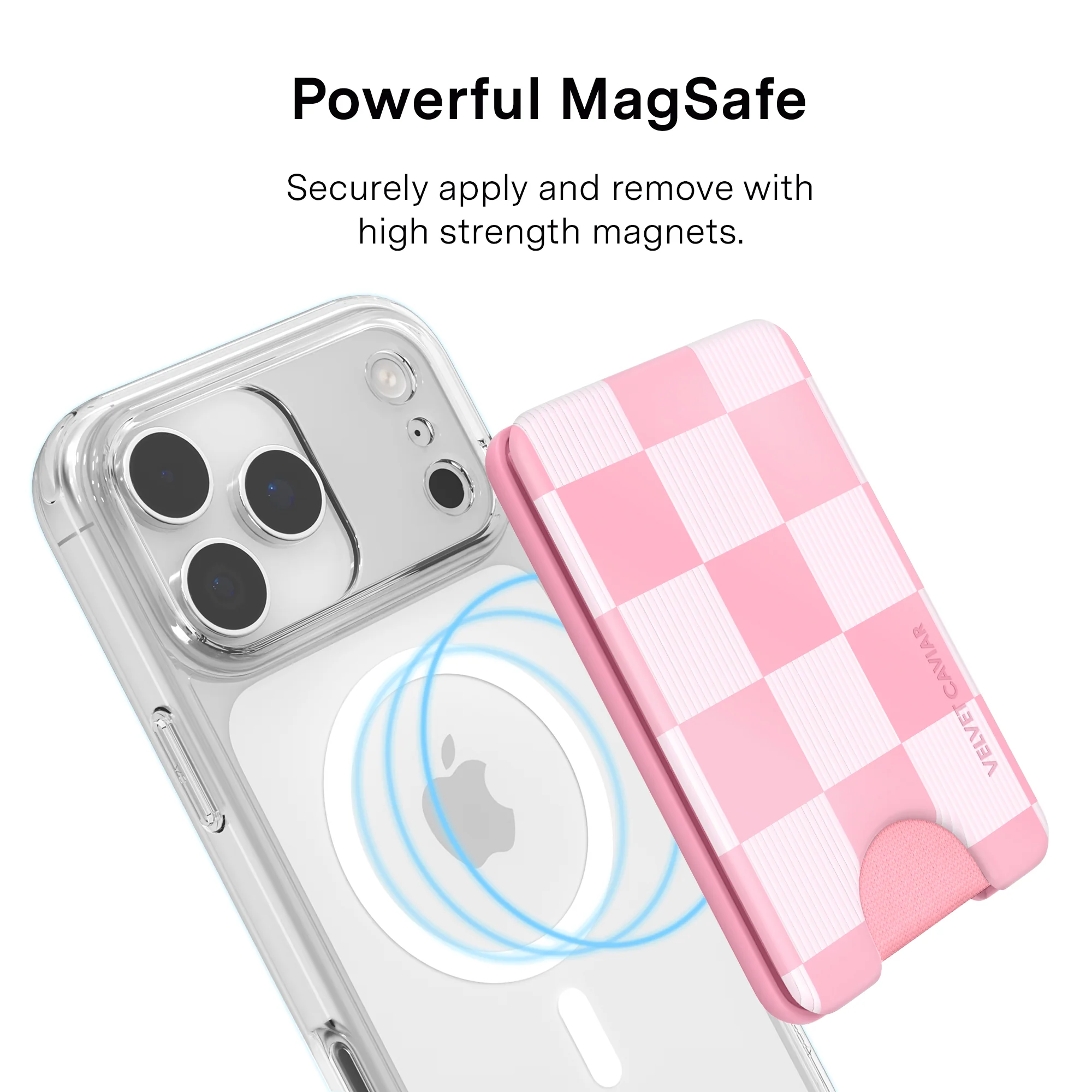 Pink Vibe Checkered Magsafe Wallet - Image 3