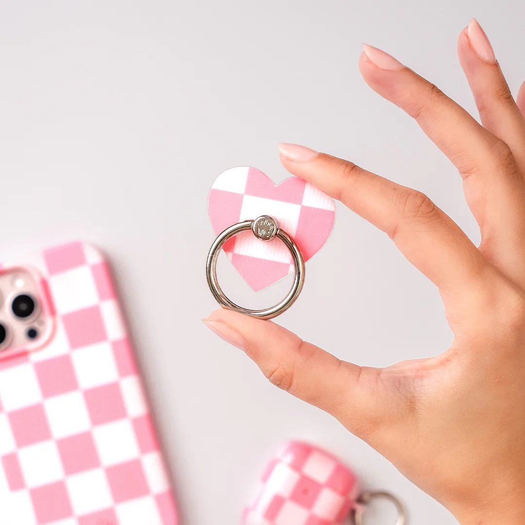 Pink Vibe Checkered Phone Ring - Image 2