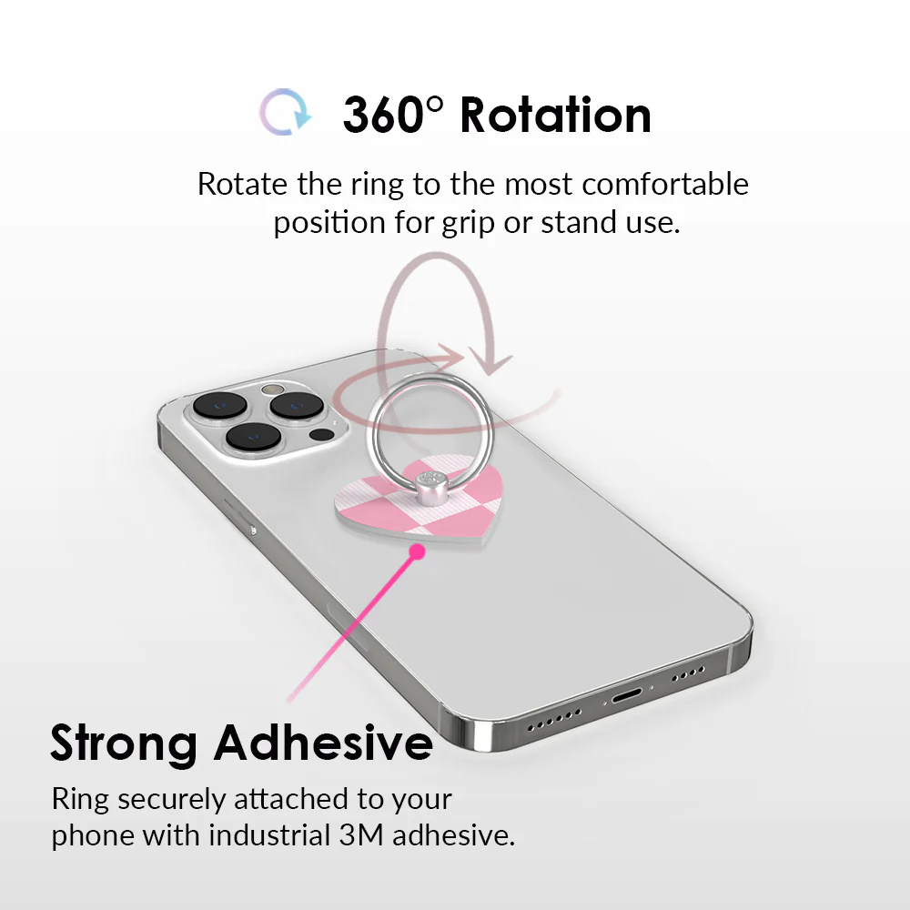 Pink Vibe Checkered Phone Ring - Image 4