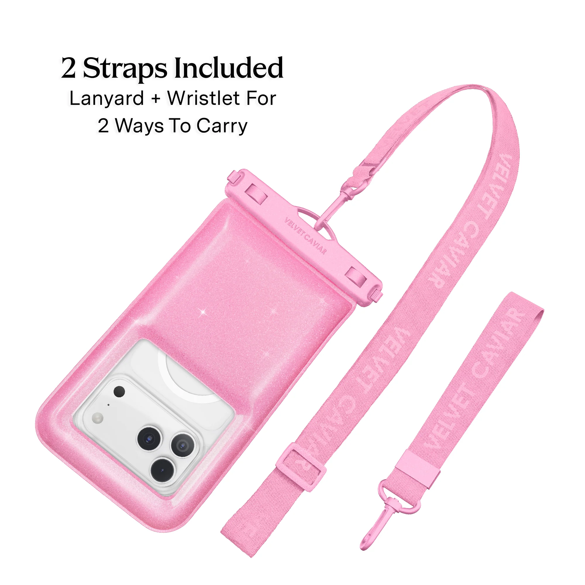 Pink Stardust Glitter Waterproof Floating Phone Pouch - Image 4