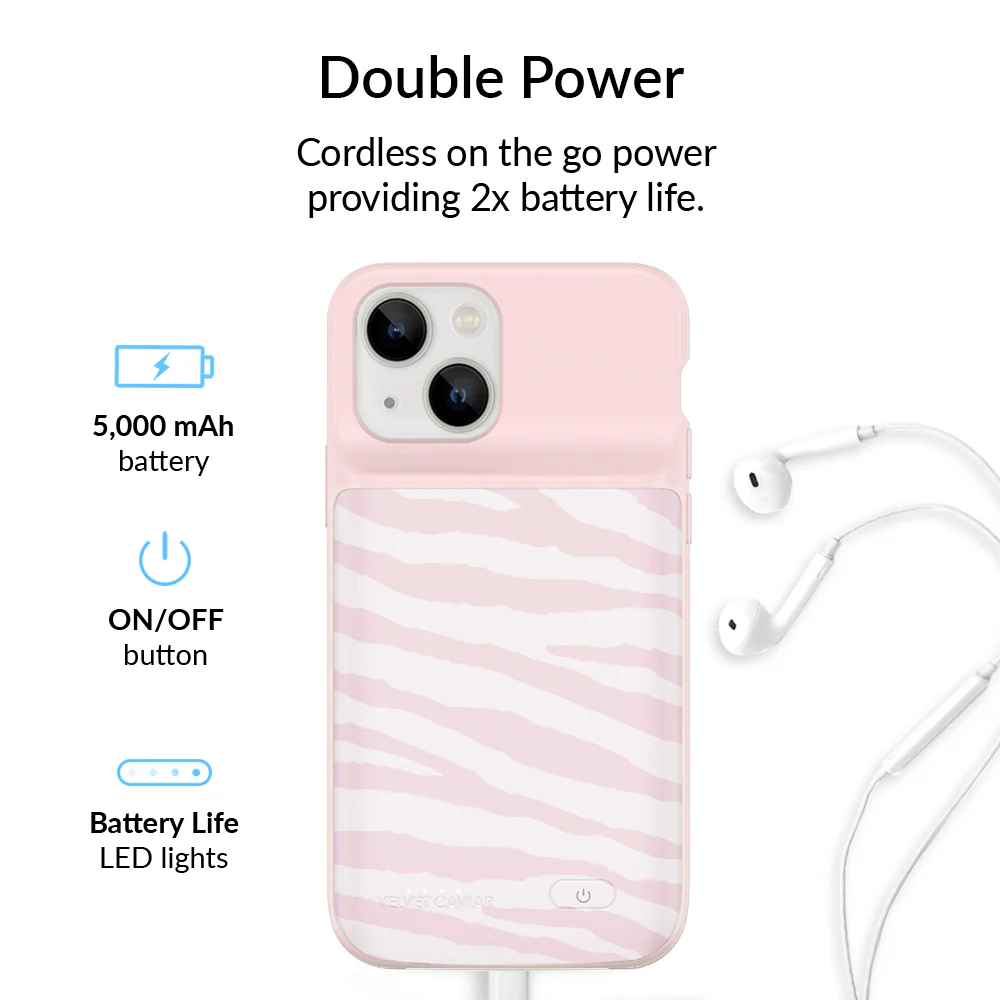 Pink Zebra iPhone Charging Case - Image 2