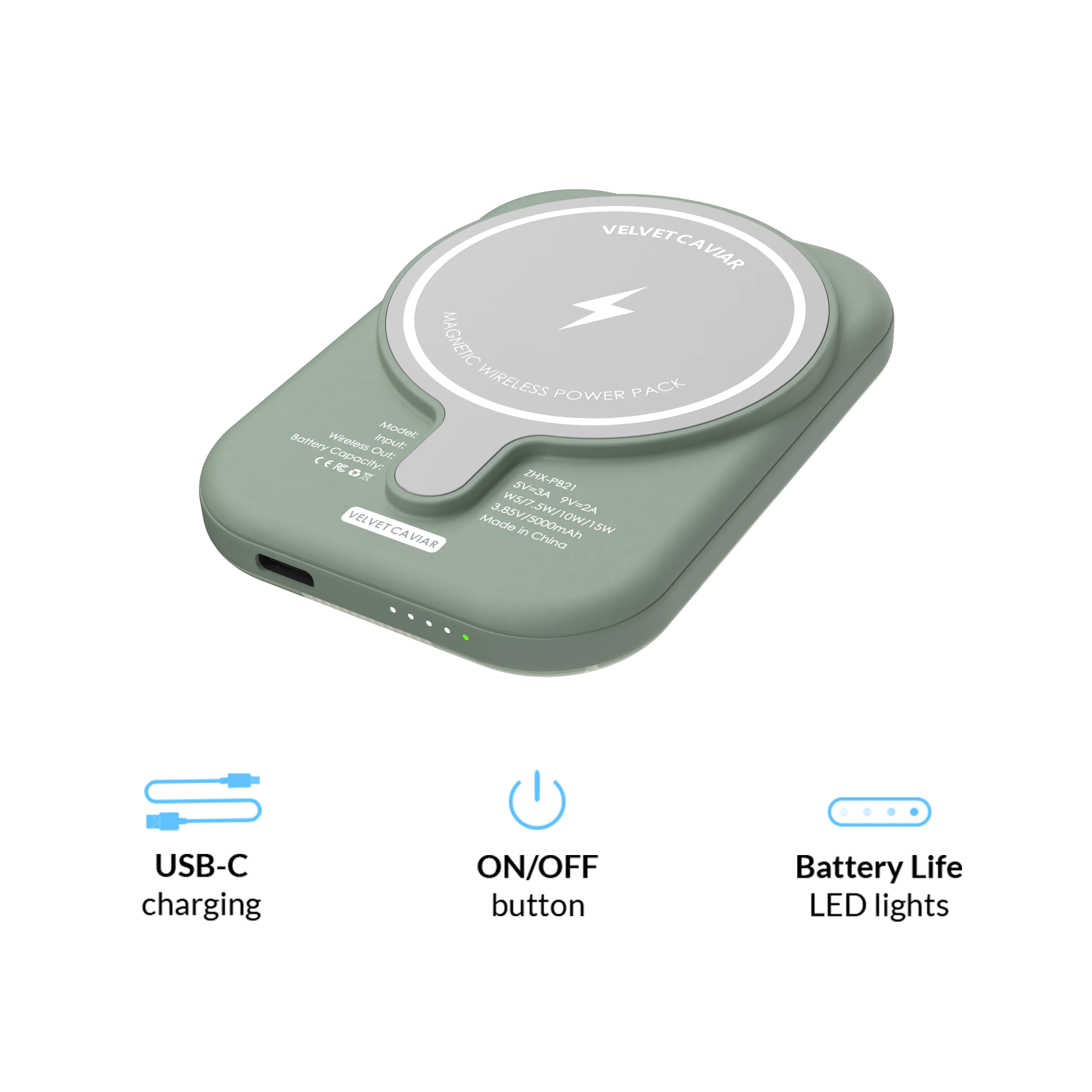 Pistachio Vibe Checkered MagSafe Battery Power Pack - Image 6