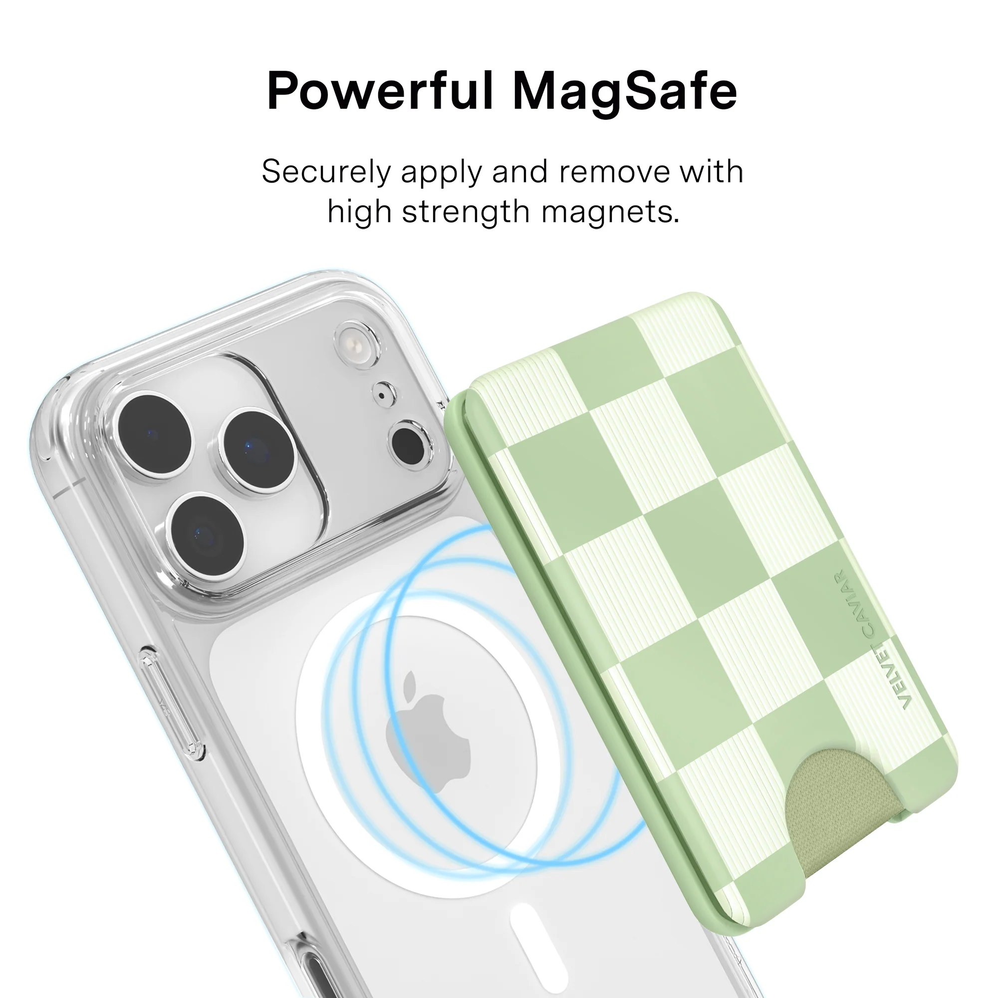 Pistachio Vibe Checkered Magsafe Wallet - Image 3