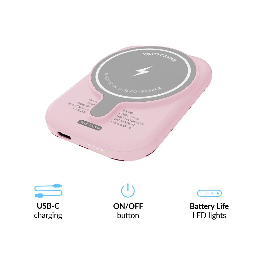 Princess Pink Polka Dot MagSafe Battery Power Pack - Image 6
