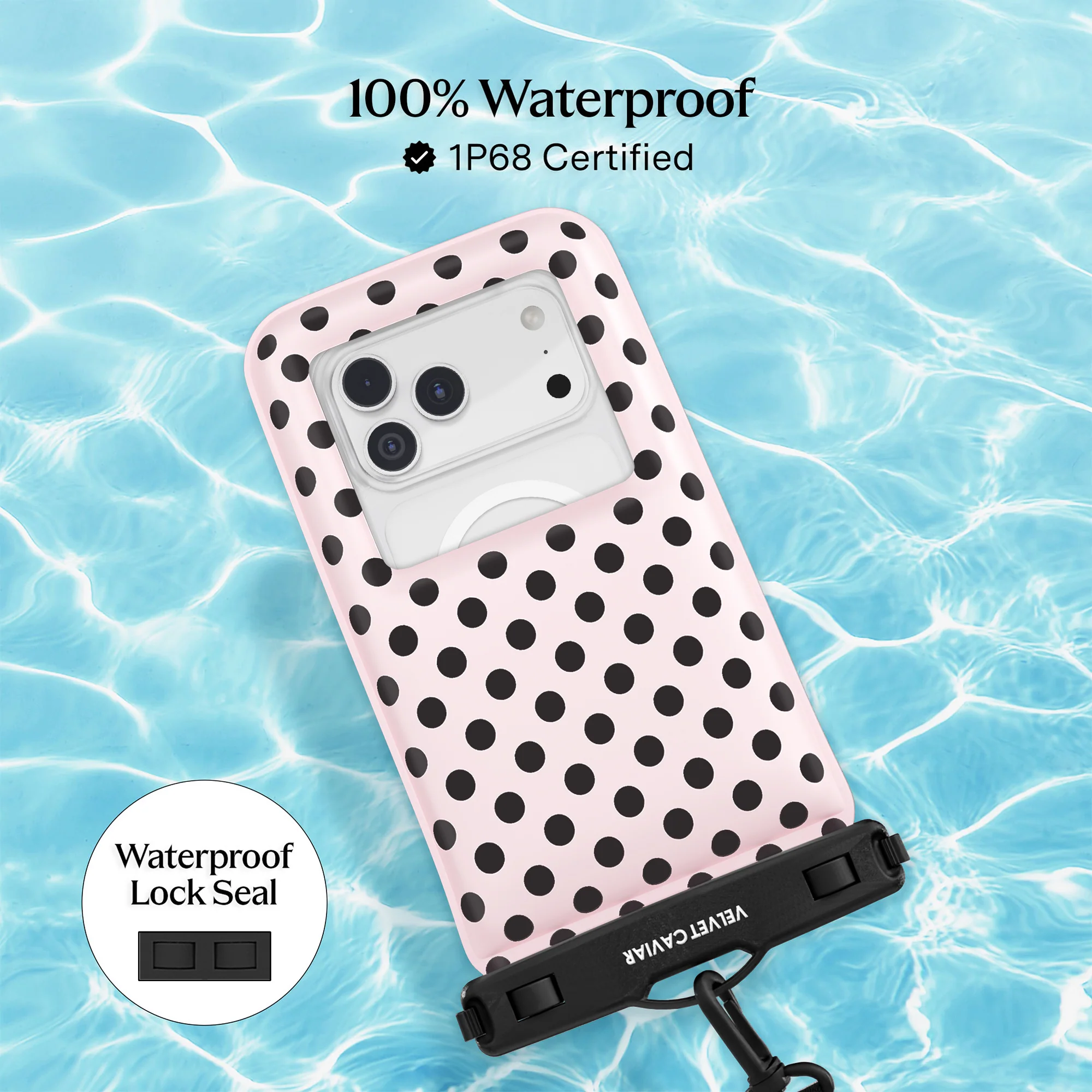 Princess Pink Polka Dot Waterproof Floating Phone Pouch - Image 3