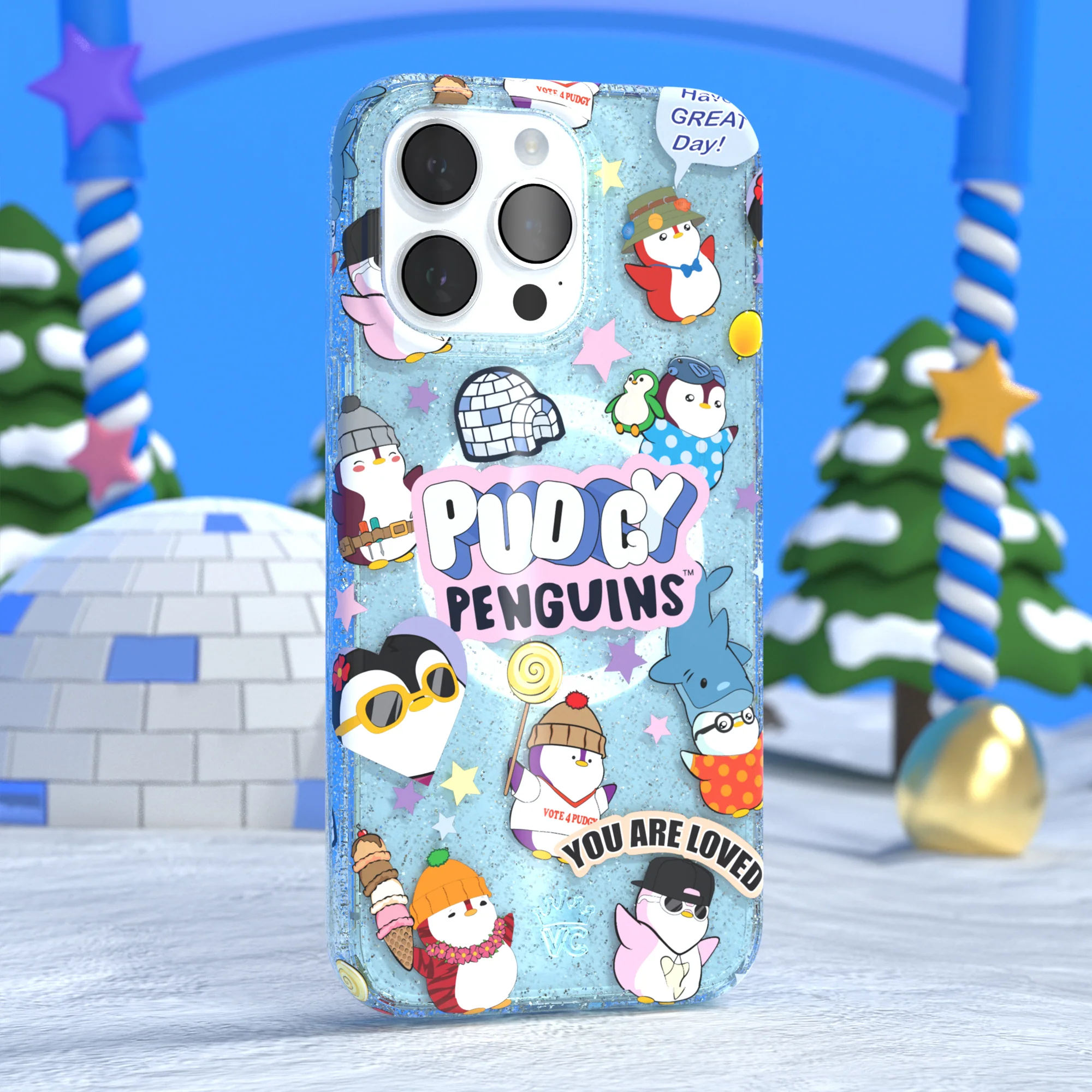 Pudgy Penguins Iceberg Glitter iPhone Case - Image 26