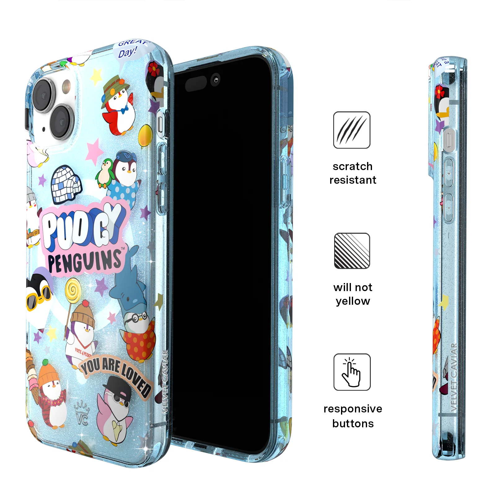 Pudgy Penguins Iceberg Glitter iPhone Case - Image 60