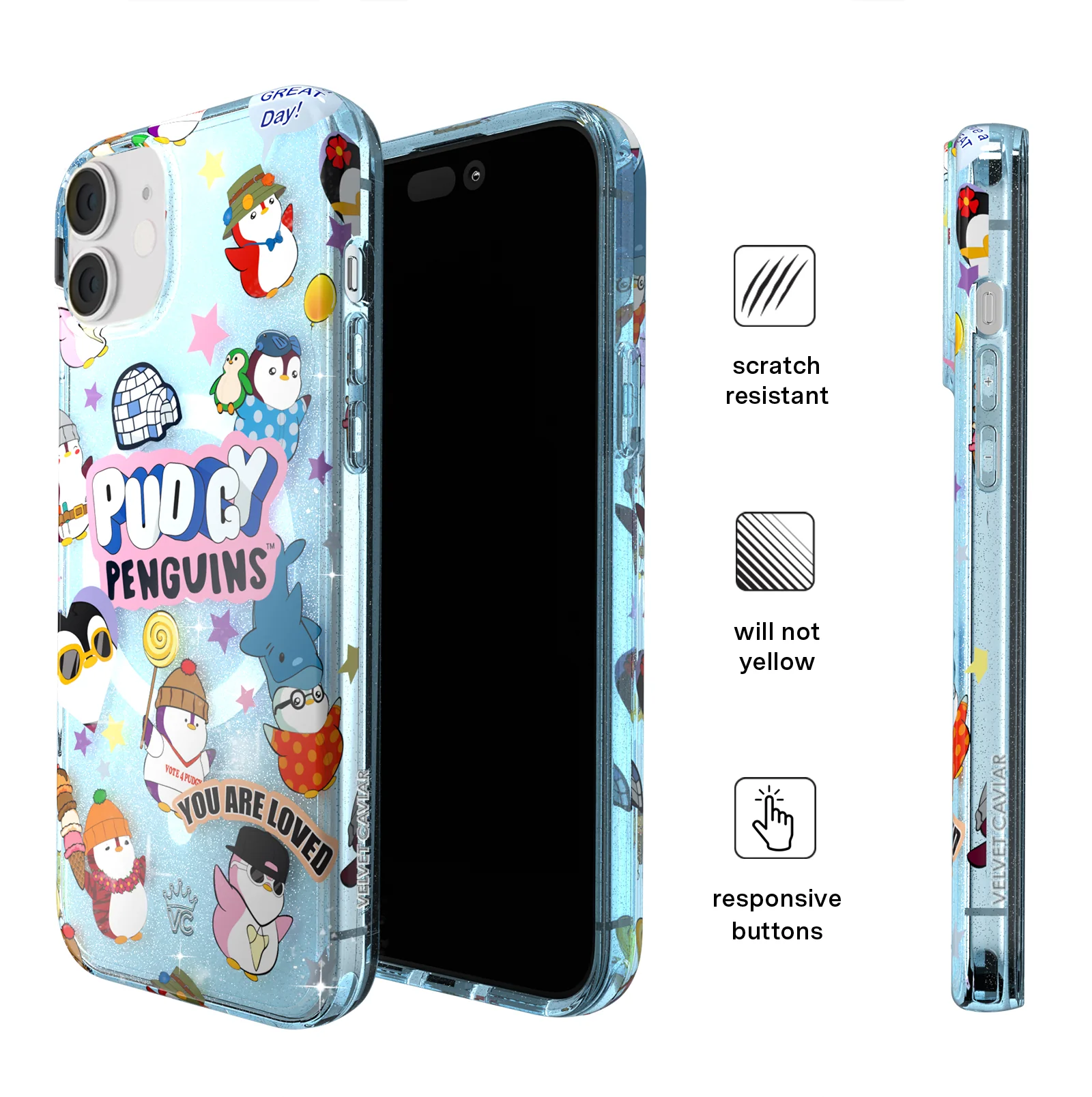 Pudgy Penguins Iceberg Glitter iPhone Case - Image 77