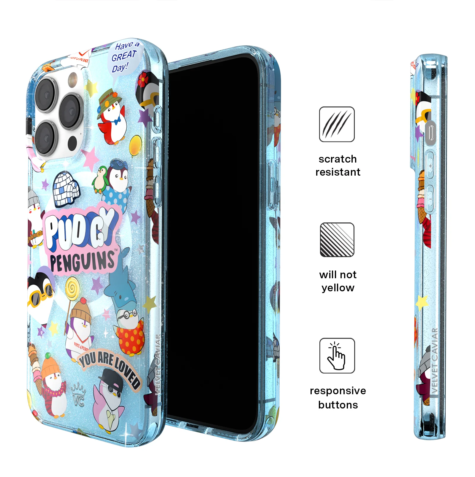 Pudgy Penguins Iceberg Glitter iPhone Case - Image 88