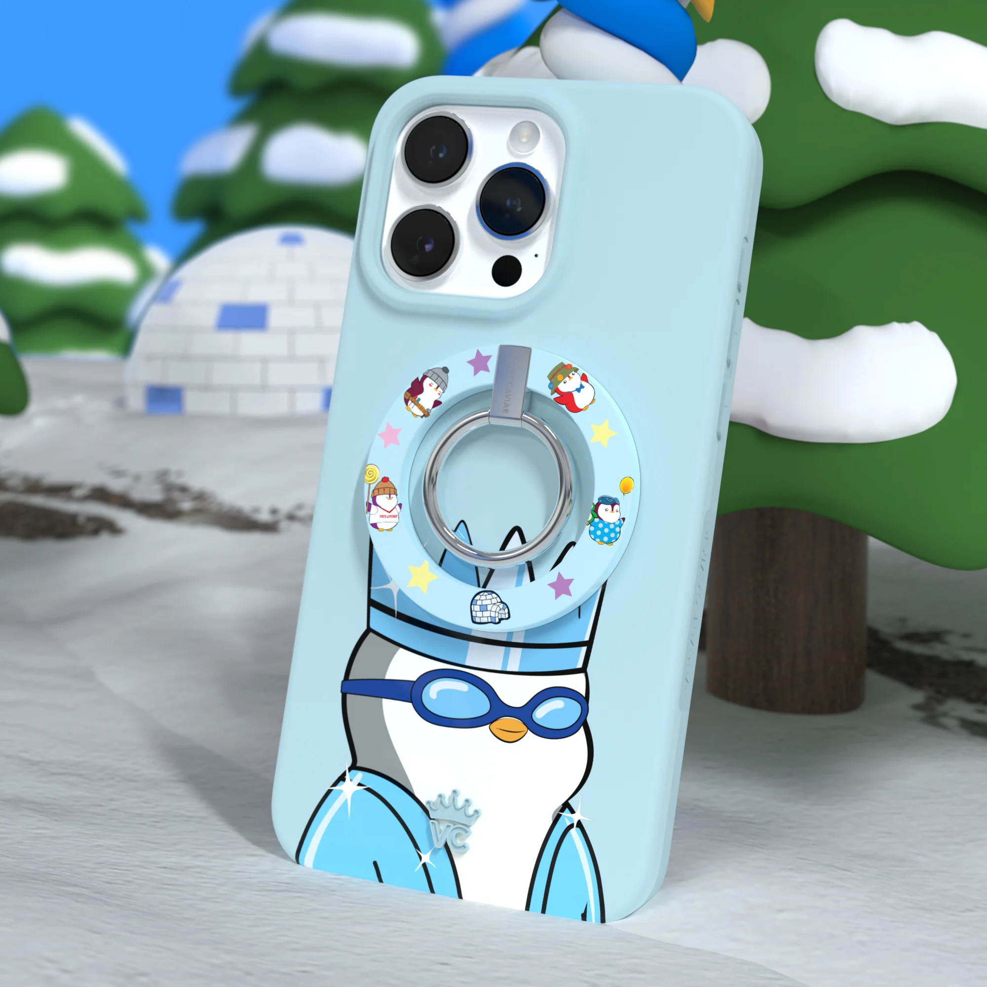 Pudgy Penguins Polar Blue MagSafe Grip Ring - Image 2
