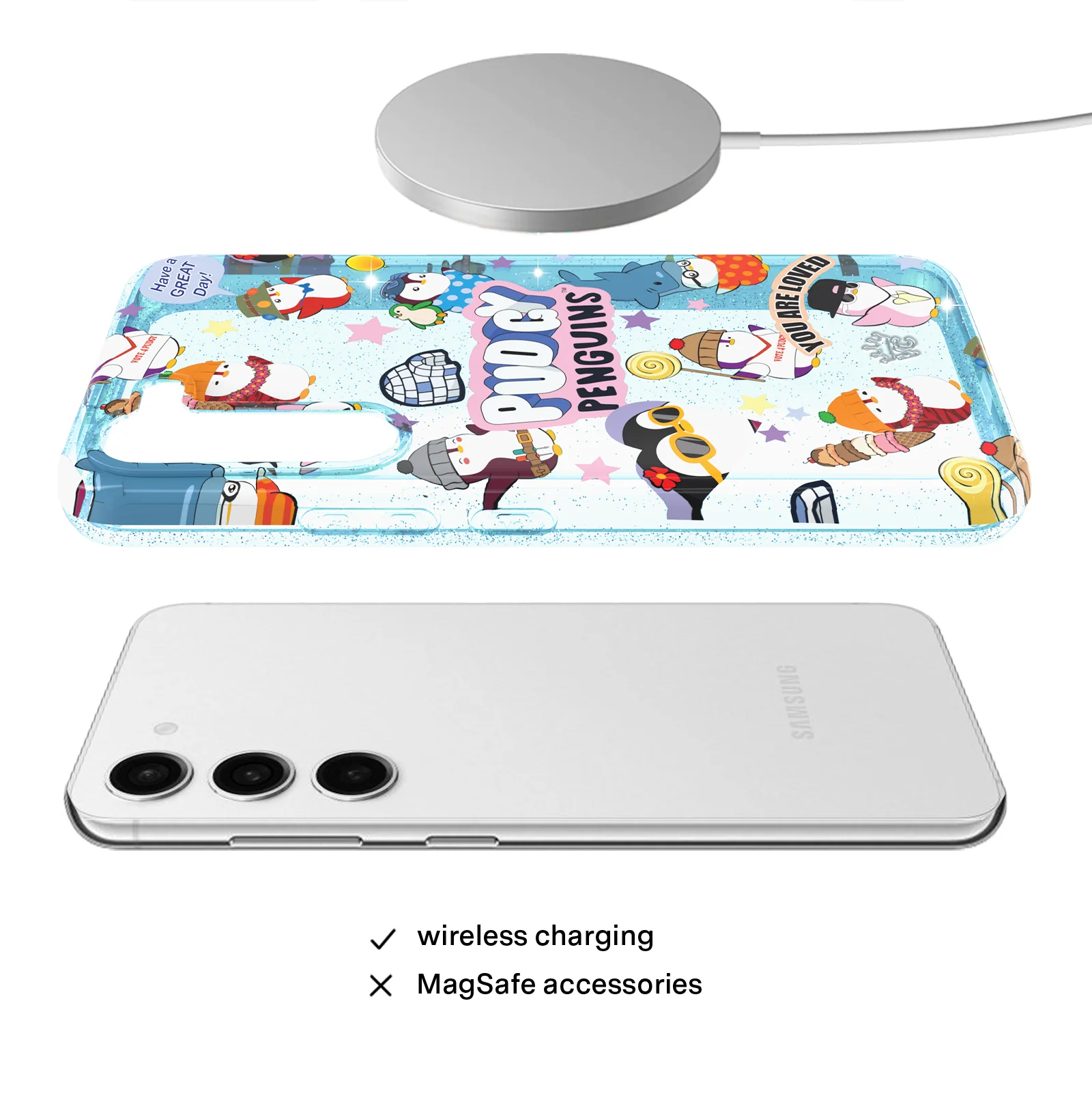Pudgy Penguins Iceberg Glitter Samsung Case - Image 24