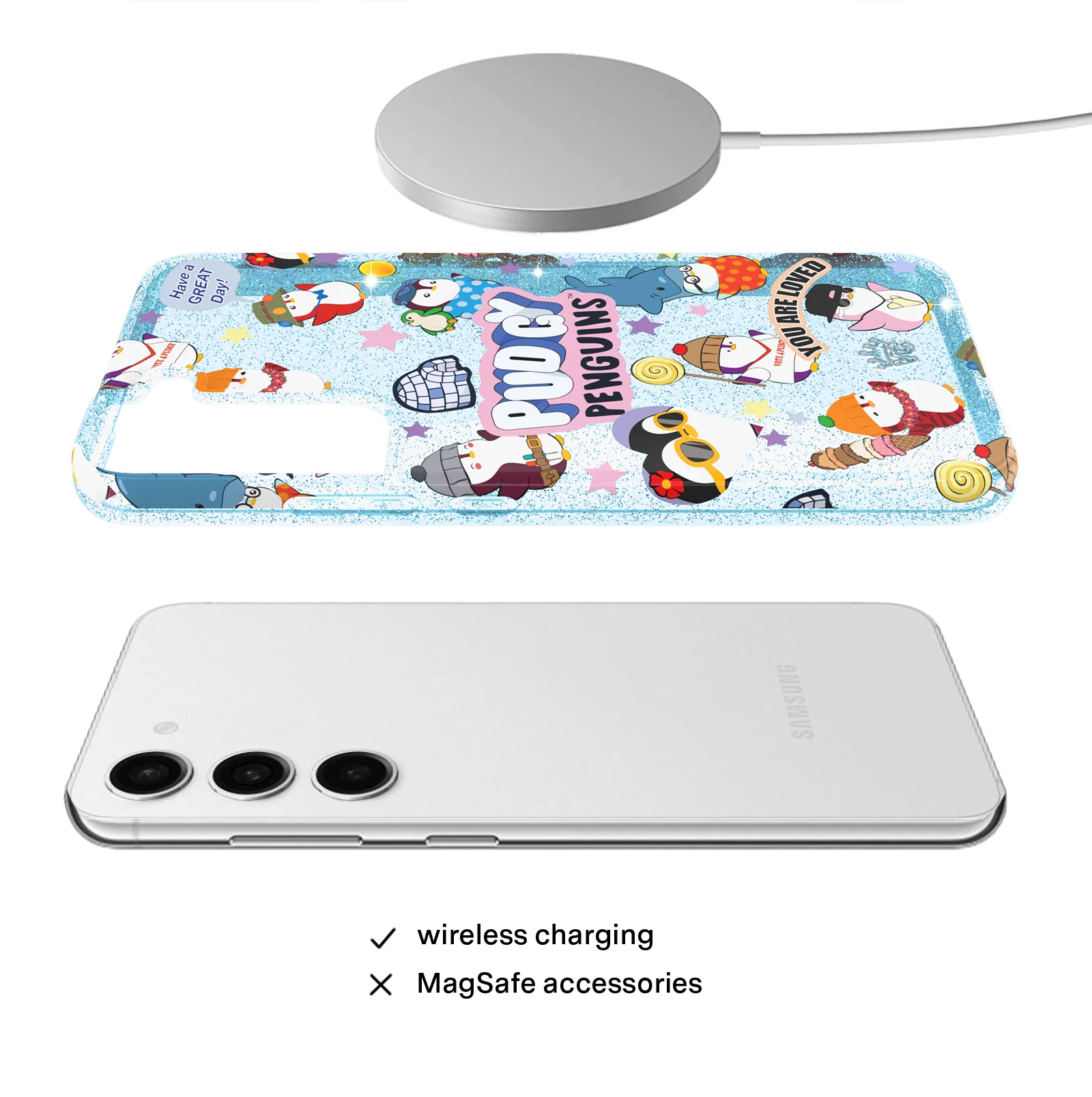 Pudgy Penguins Iceberg Glitter Samsung Case - Image 34