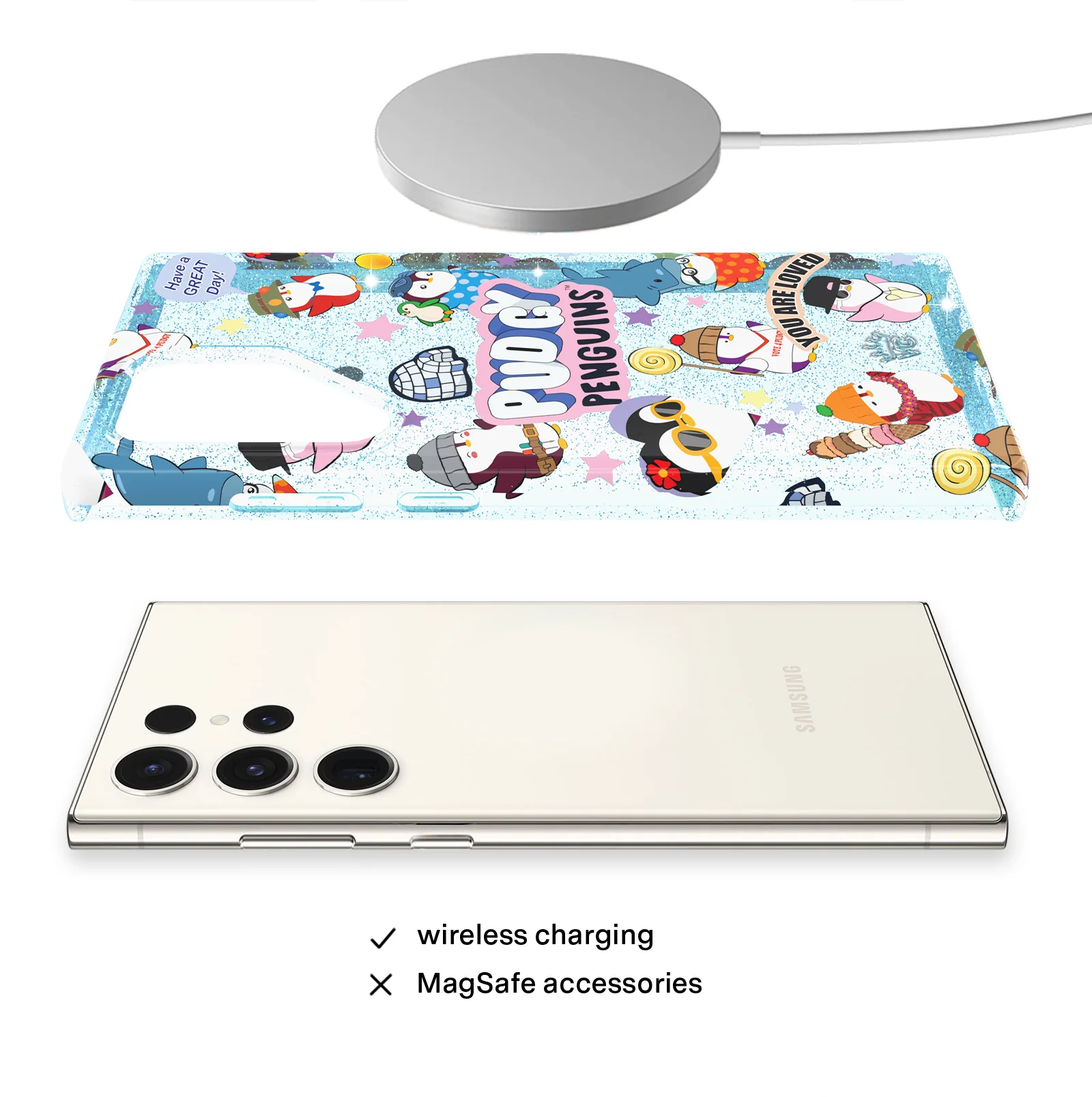 Pudgy Penguins Iceberg Glitter Samsung Case - Image 44