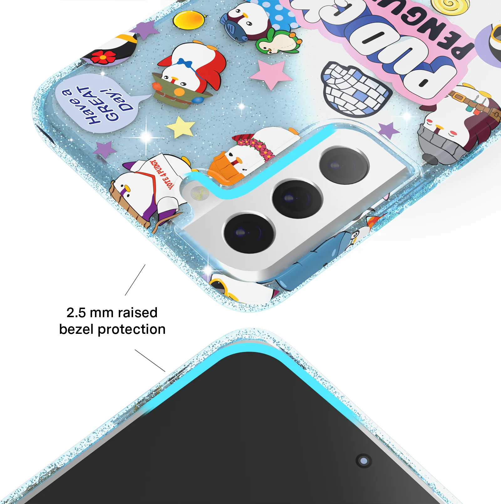 Pudgy Penguins Iceberg Glitter Samsung Case - Image 53
