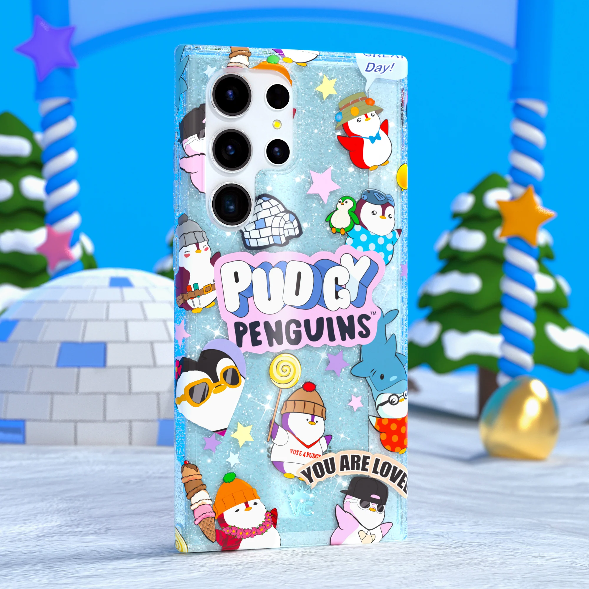 Pudgy Penguins Iceberg Glitter Samsung Case - Image 57