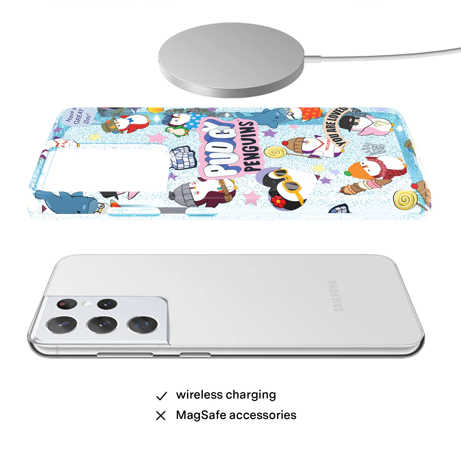 Pudgy Penguins Iceberg Glitter Samsung Case - Image 59