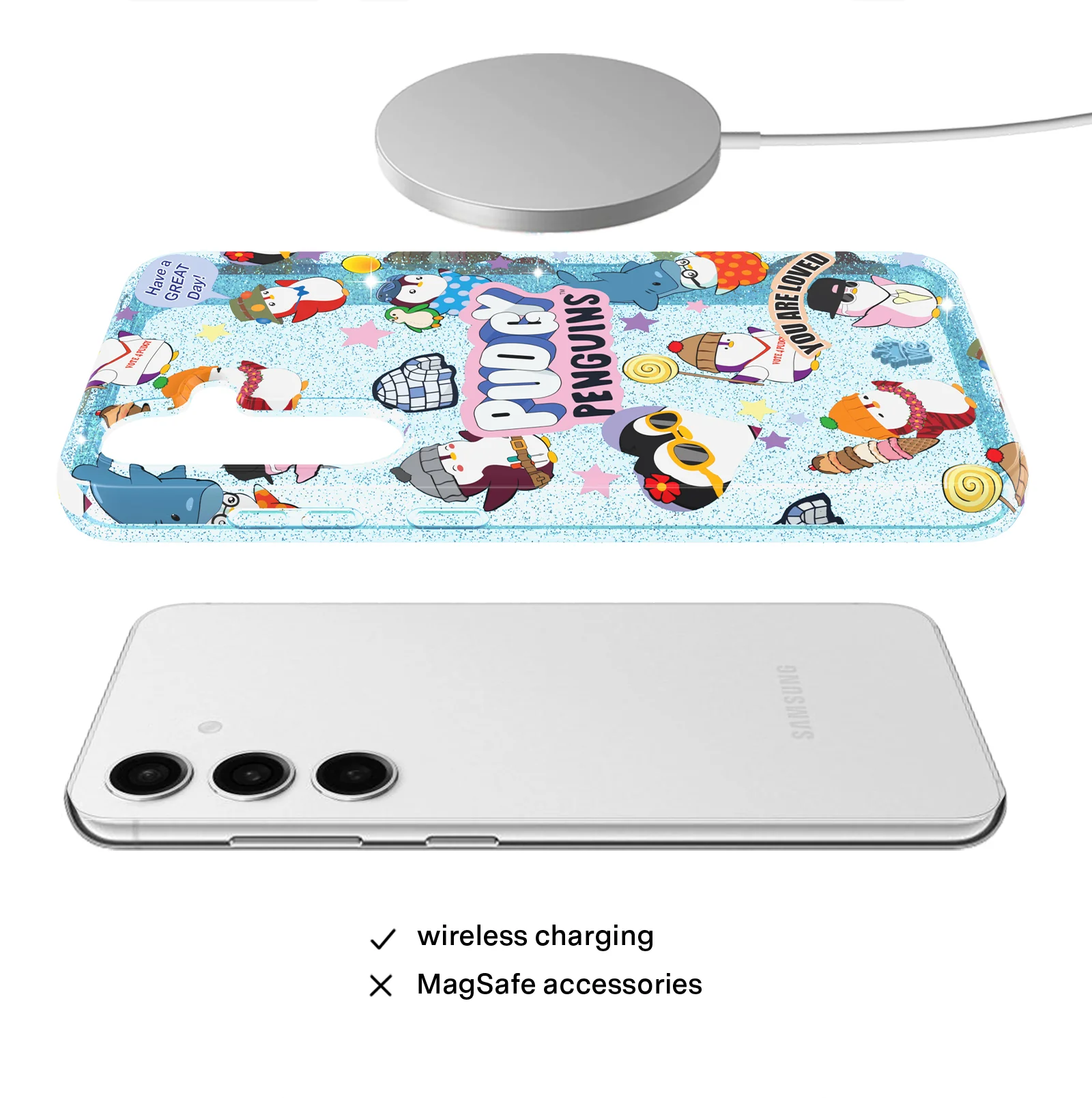Pudgy Penguins Iceberg Glitter Samsung Case - Image 9
