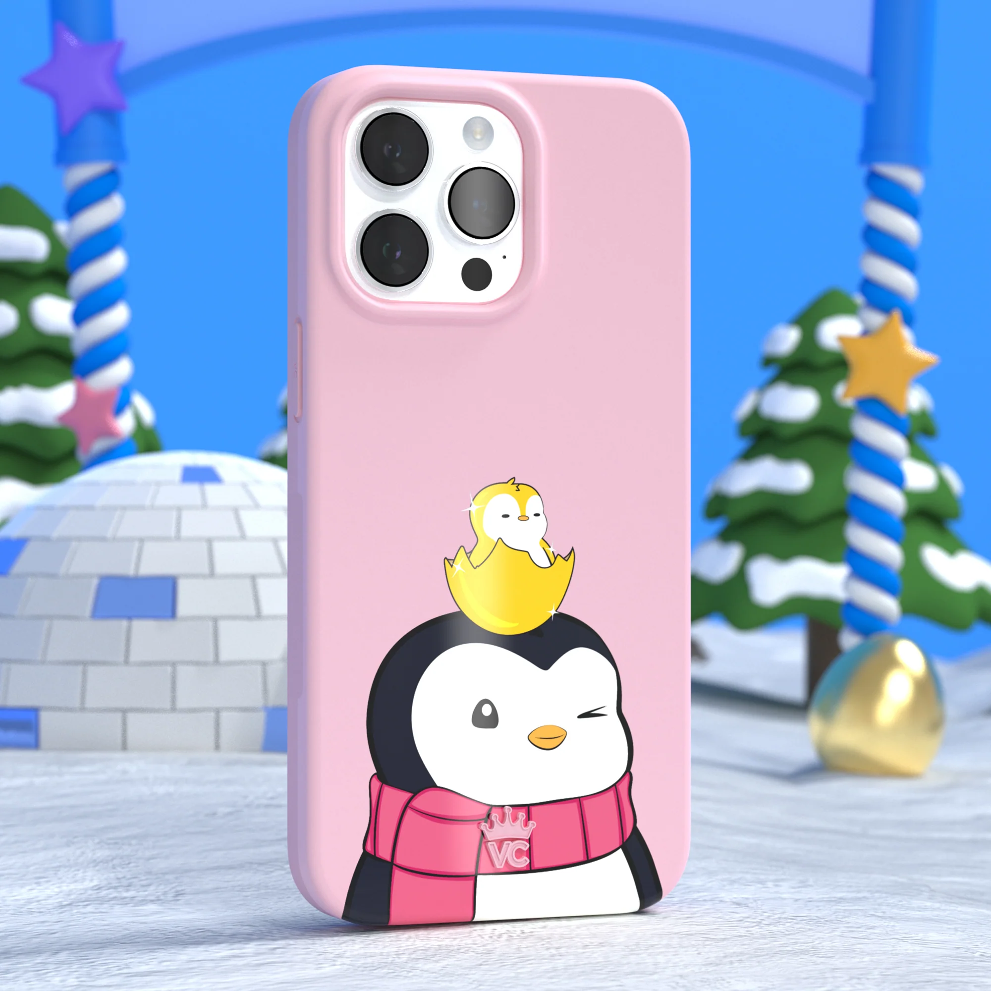 Pudgy Penguins Positive Pink iPhone Case - Image 2