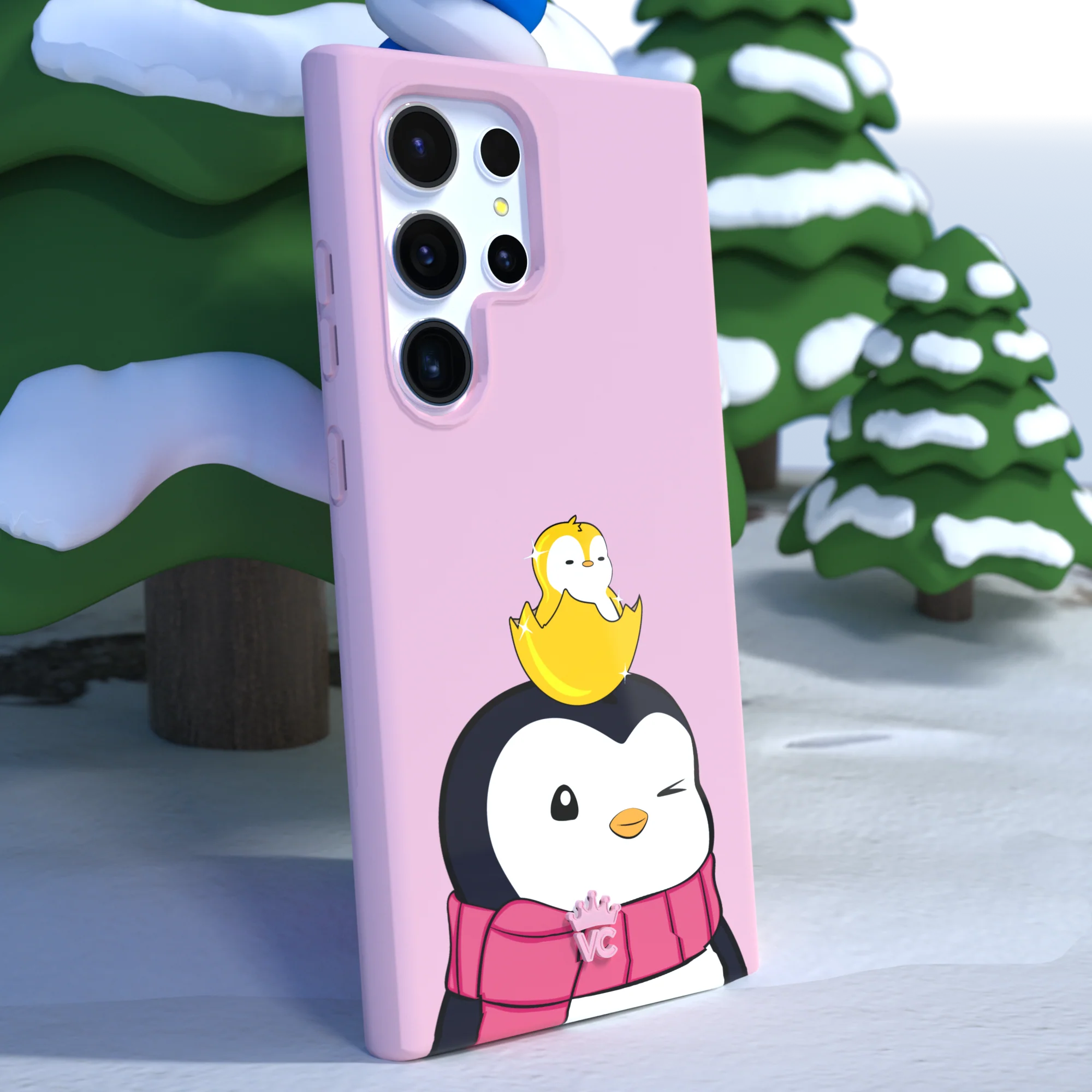 Pudgy Penguins Positive Pink Samsung Case - Image 2