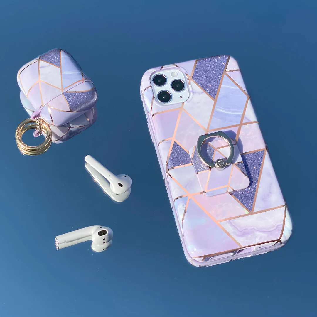 Purple Geometric Marble Airpods Case - Image 2