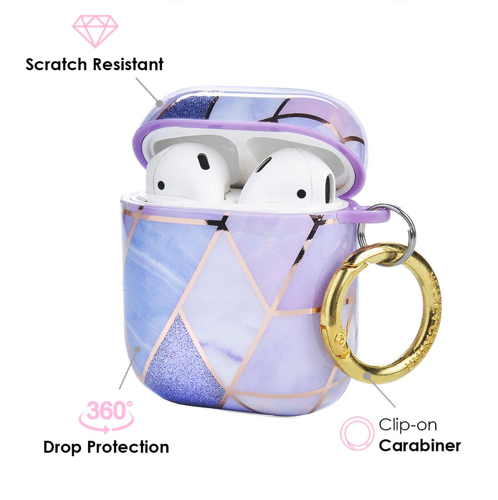 Purple Geometric Marble Airpods Case - Image 3