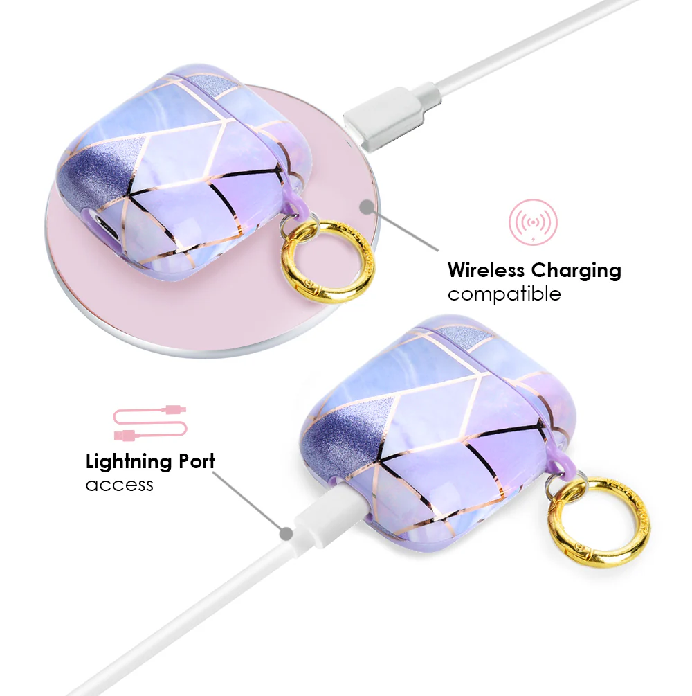 Purple Geometric Marble Airpods Case - Image 4