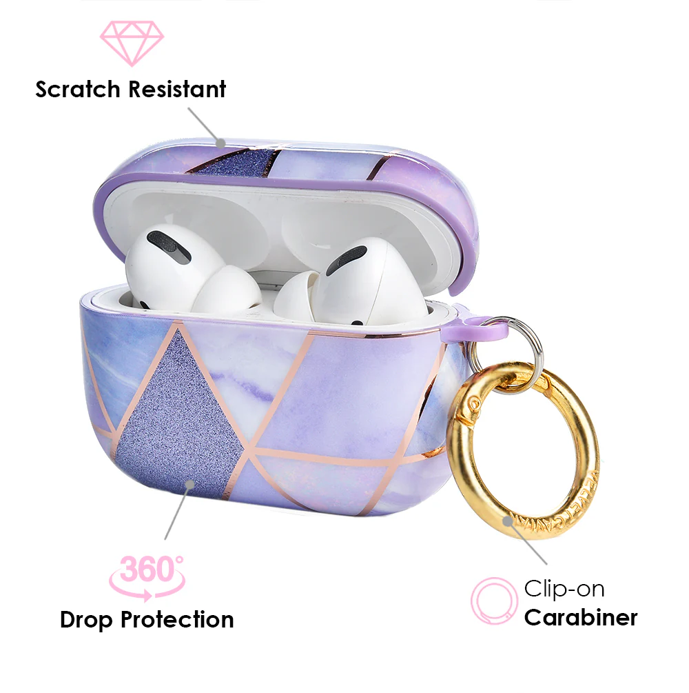 Purple Geometric Marble Airpods Case - Image 8