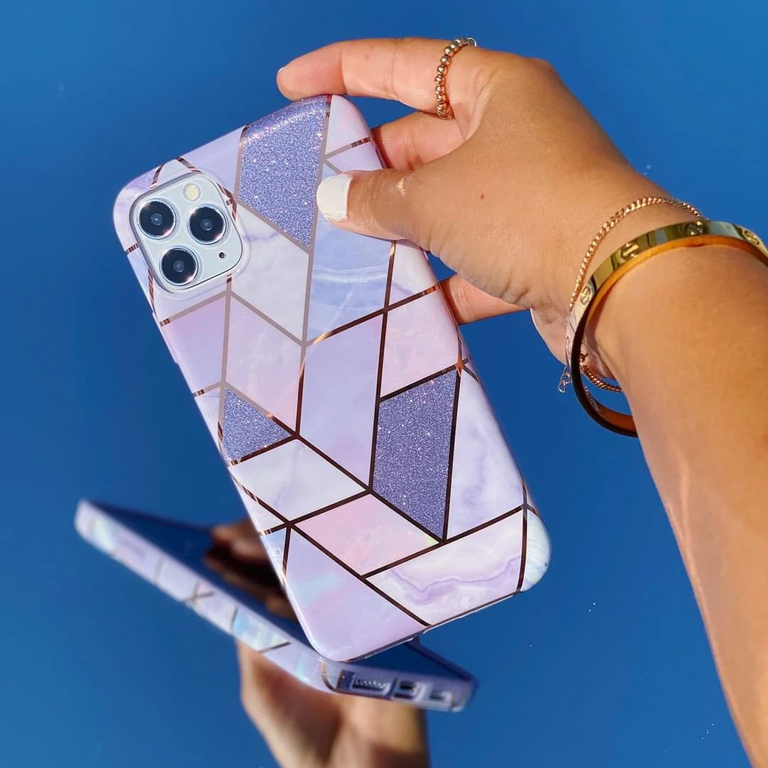 Purple Geometric Marble iPhone Case - Image 86