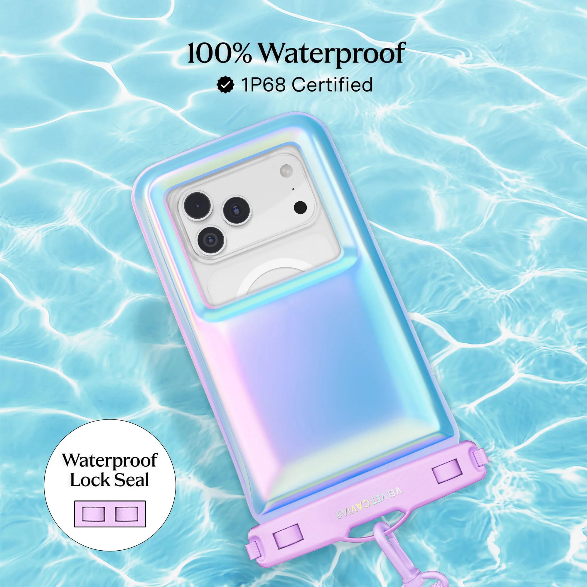 Lavender Holo Waterproof Floating Phone Pouch - Image 3