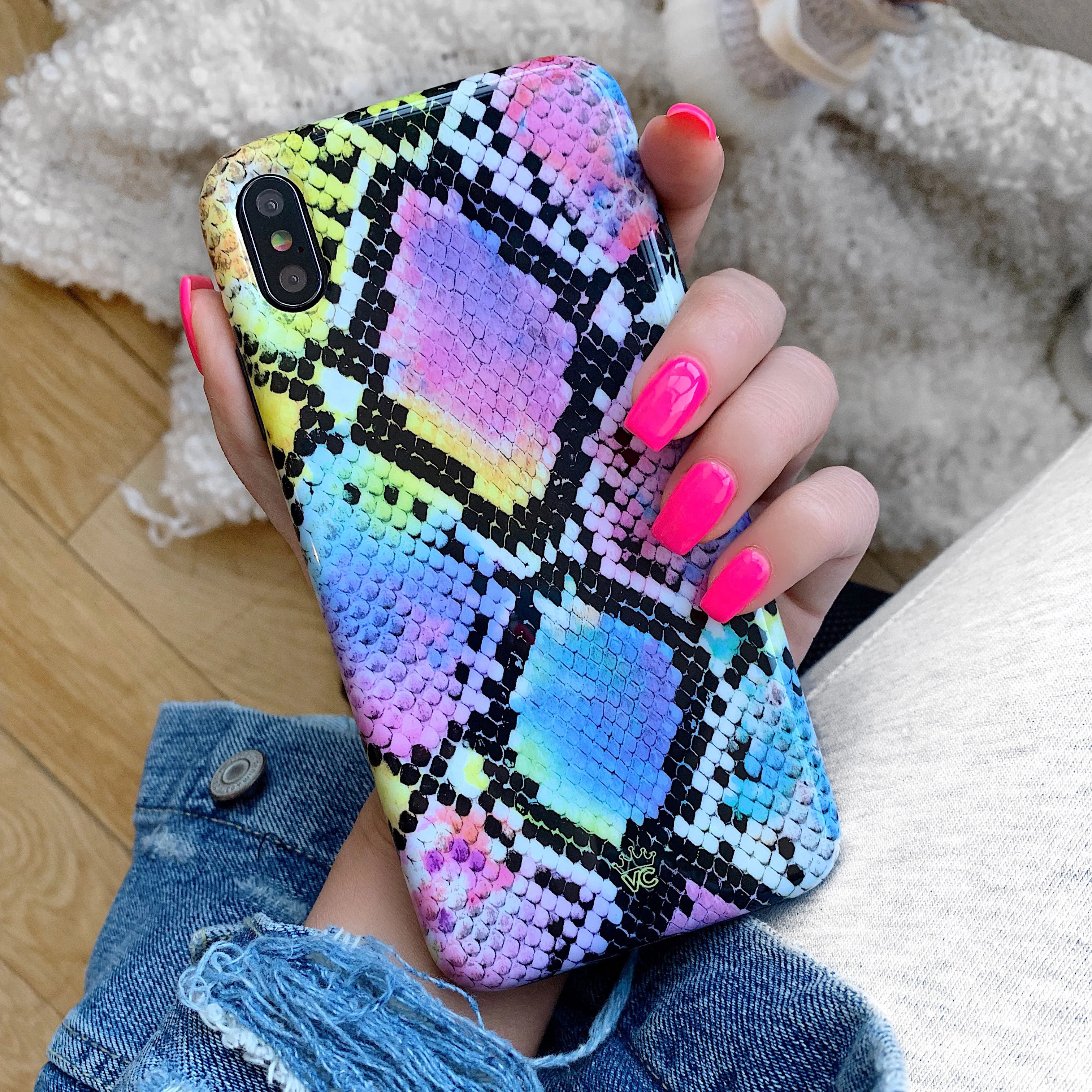 Neon Snakeskin iPhone Case - Image 44