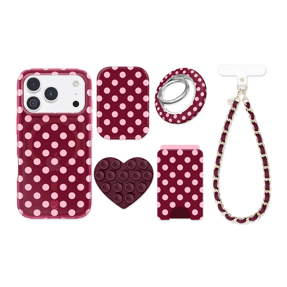 Raspberry Polka Dot iPhone Bundle Set - Image 15