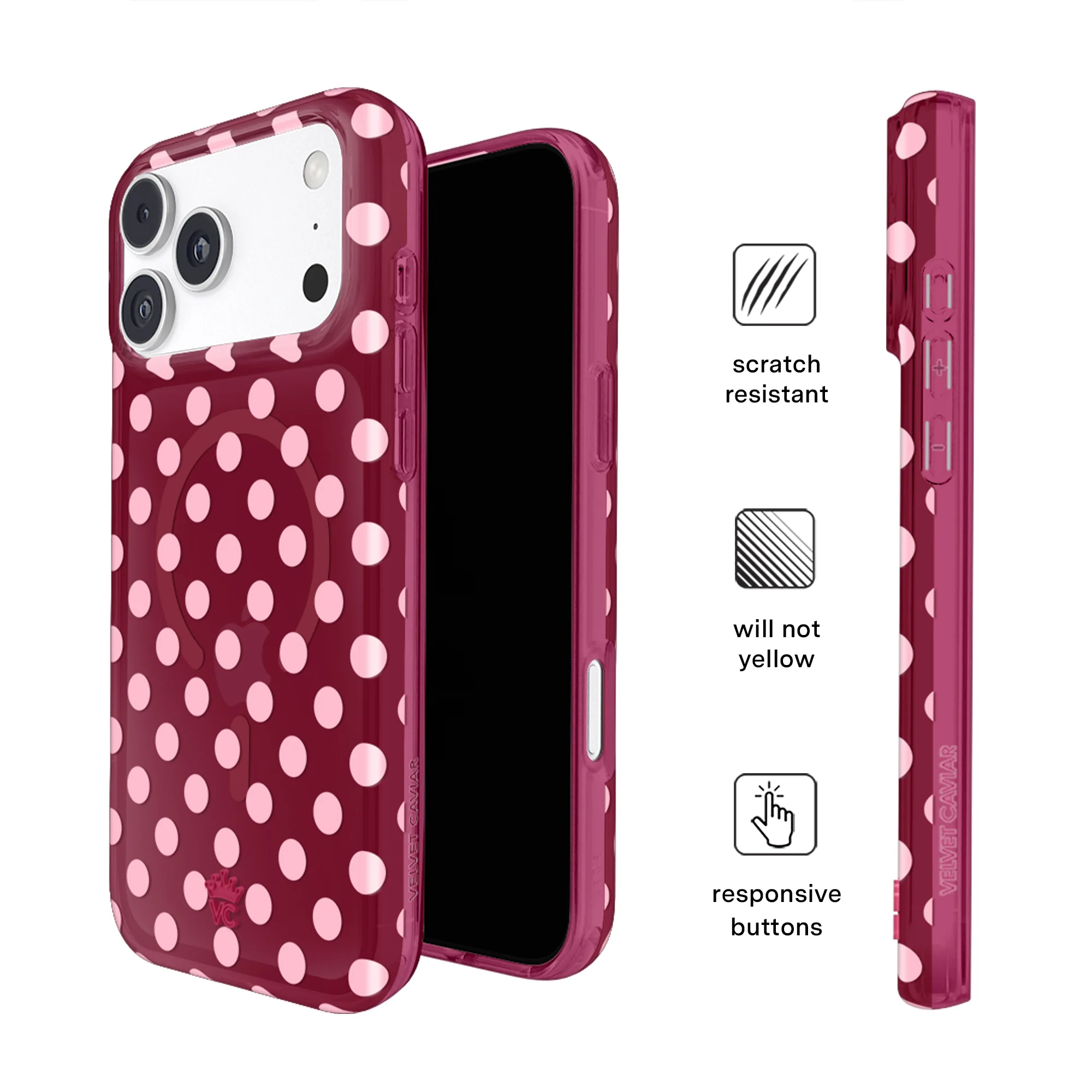 Raspberry Polka Dot iPhone Case - Image 10