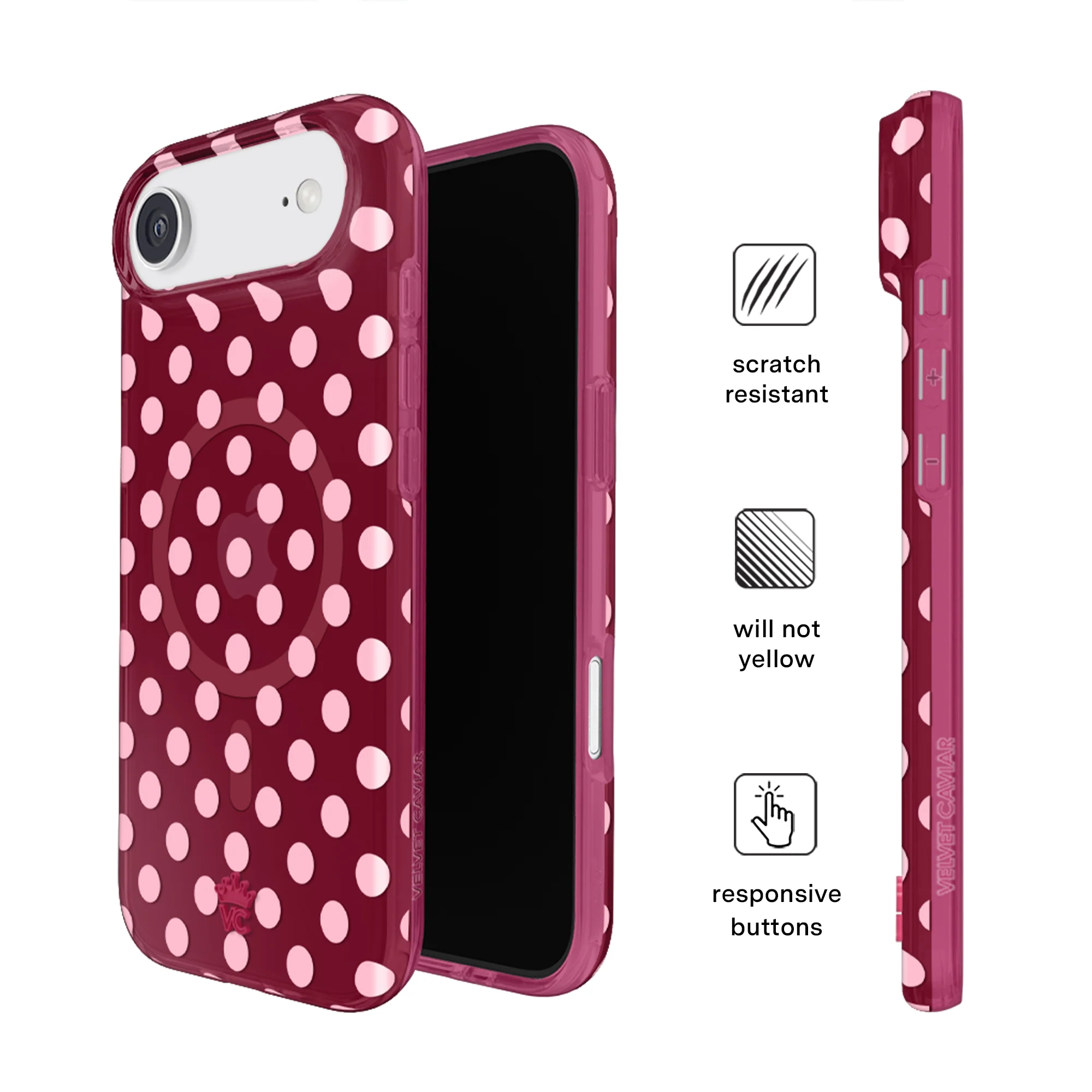Raspberry Polka Dot iPhone Case - Image 15