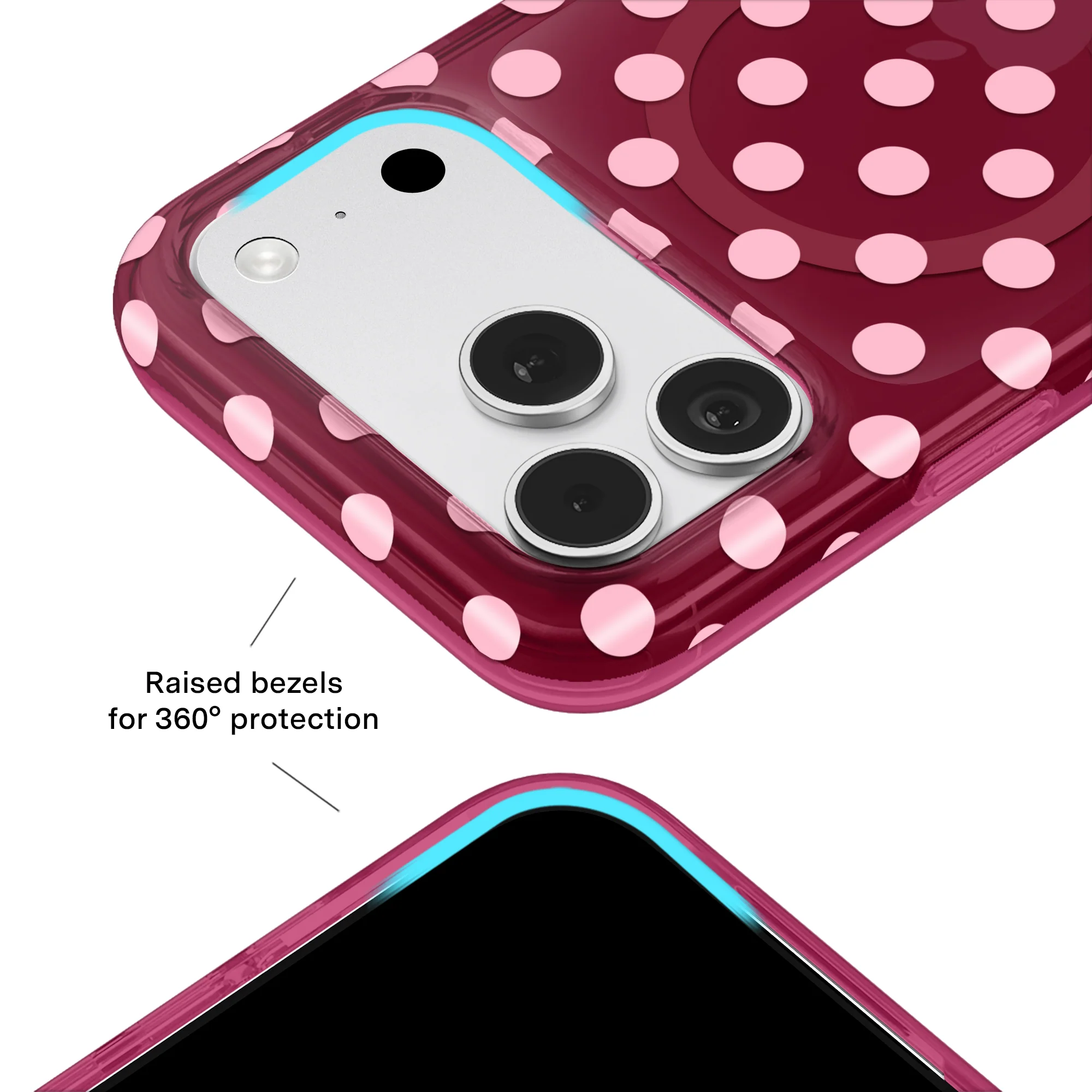Raspberry Polka Dot iPhone Case - Image 3