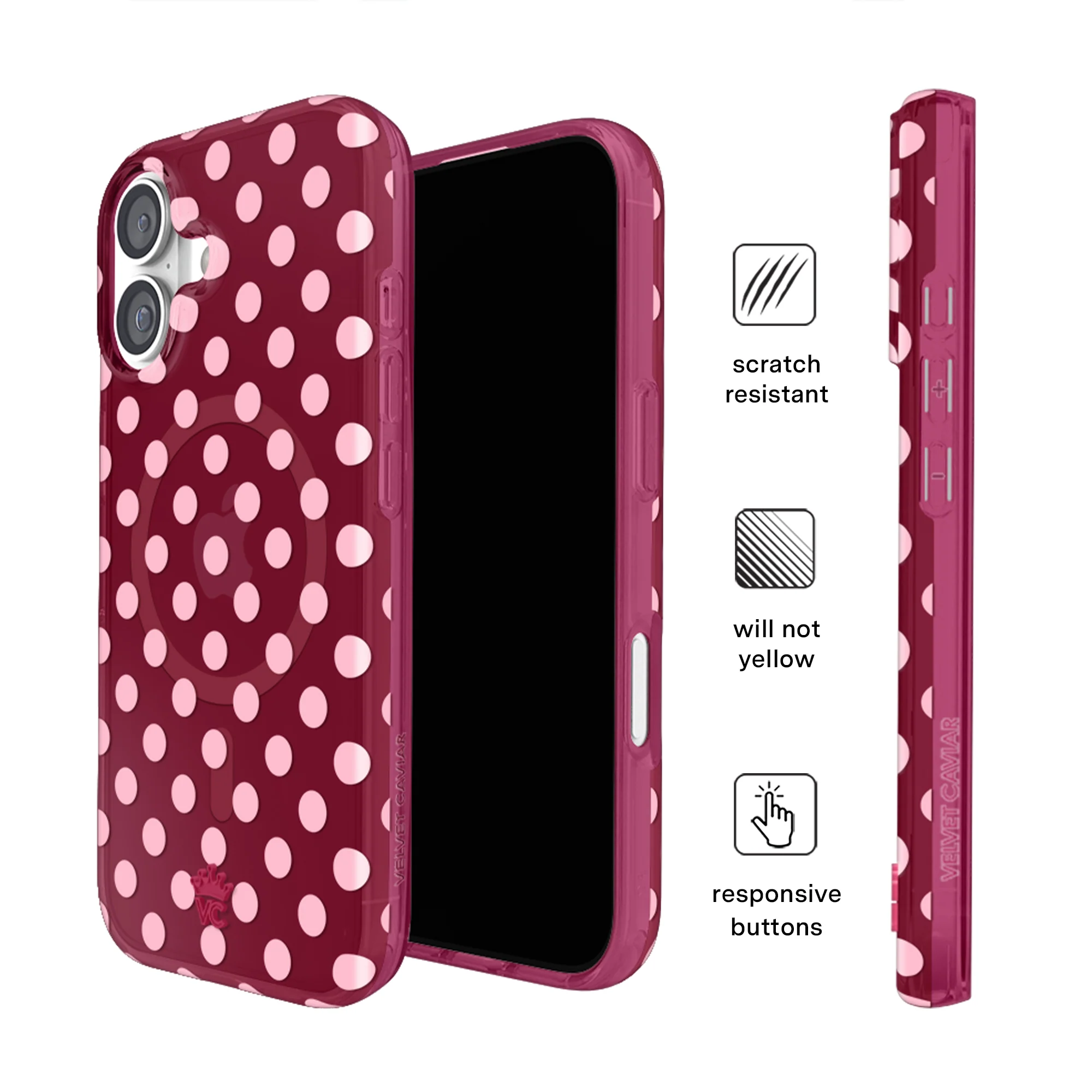 Raspberry Polka Dot iPhone Case - Image 35