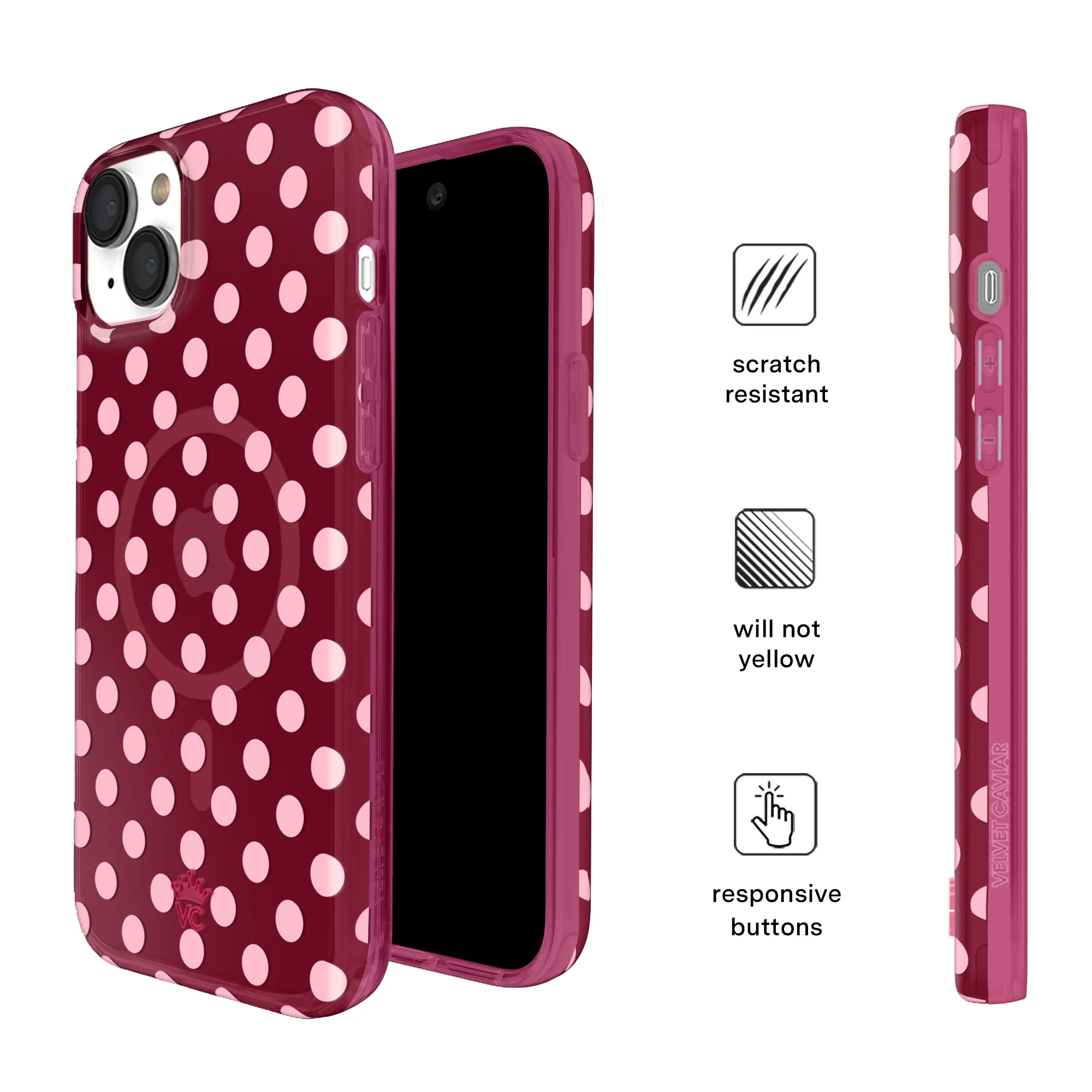 Raspberry Polka Dot iPhone Case - Image 55