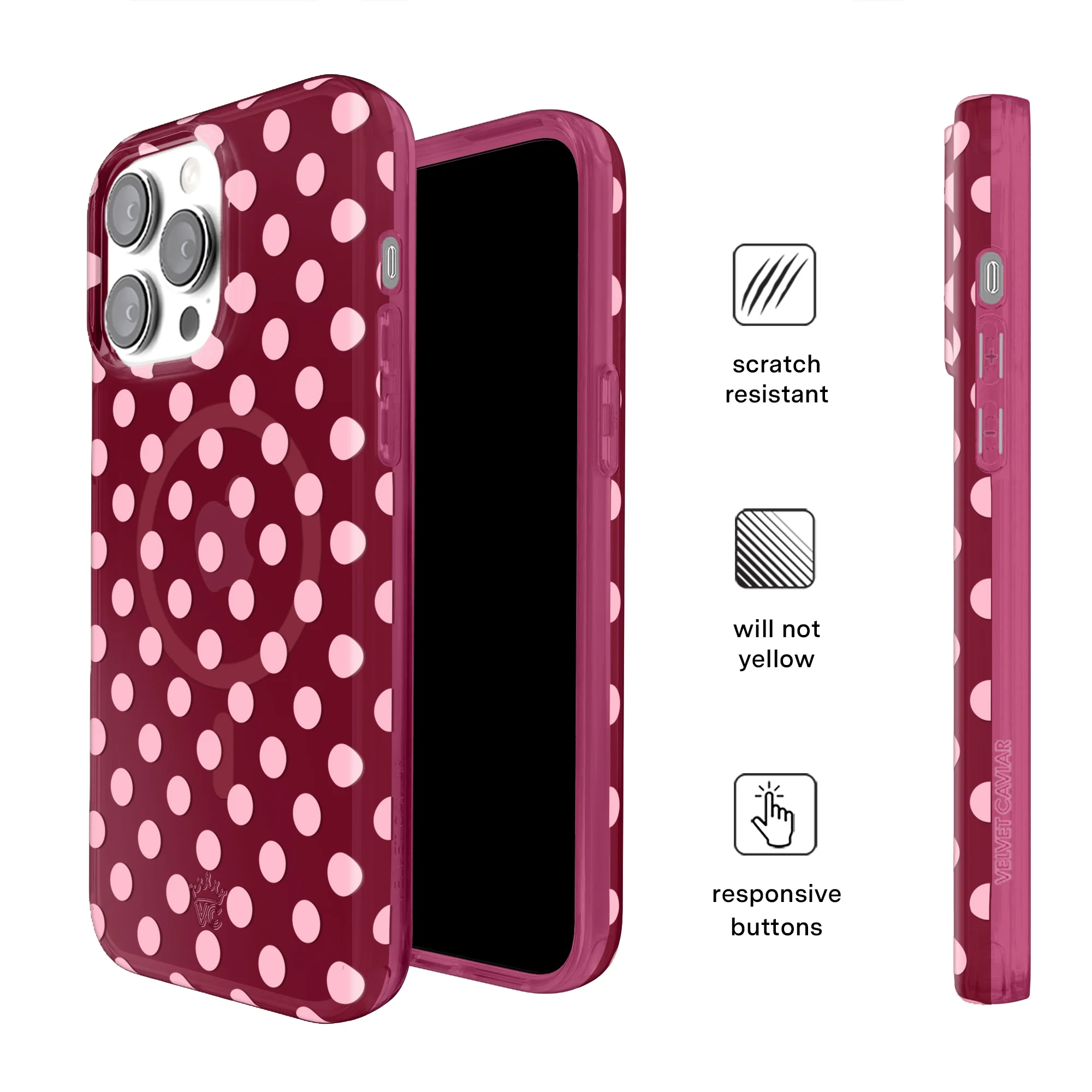 Raspberry Polka Dot iPhone Case - Image 70