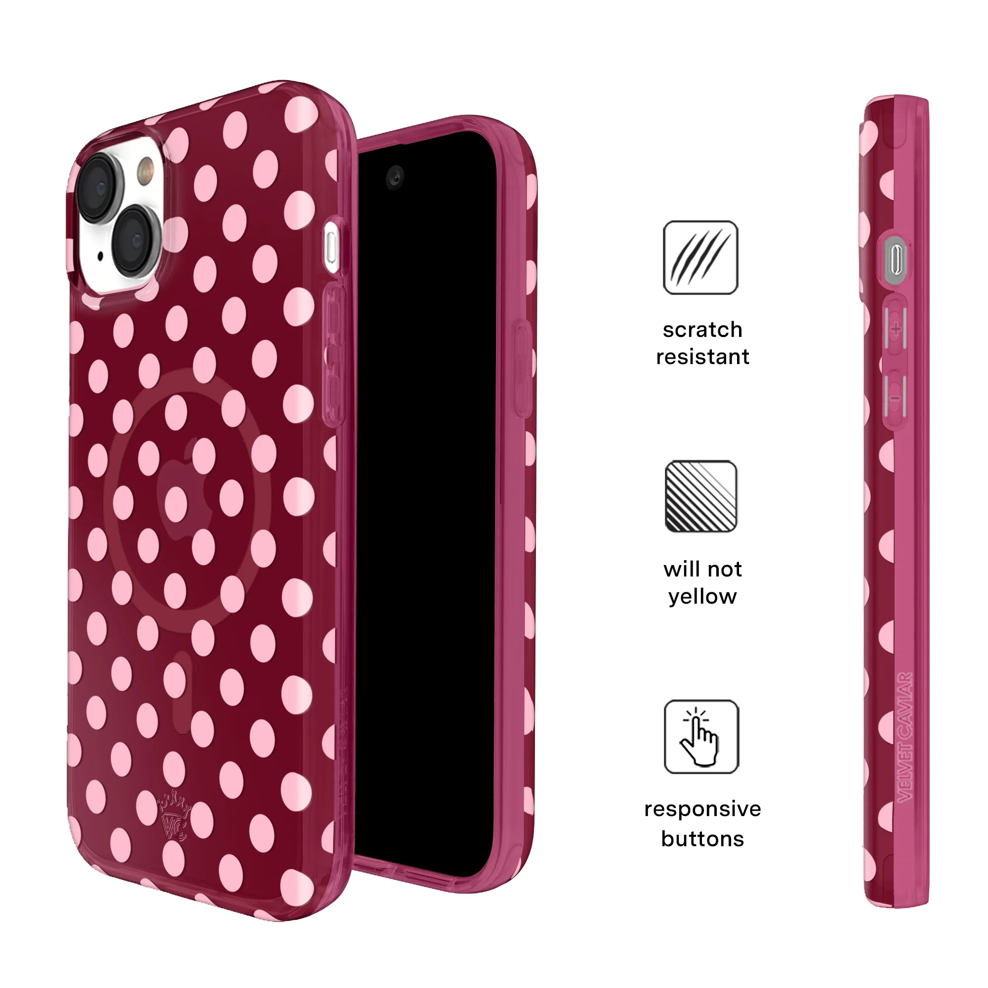 Raspberry Polka Dot iPhone Case - Image 75