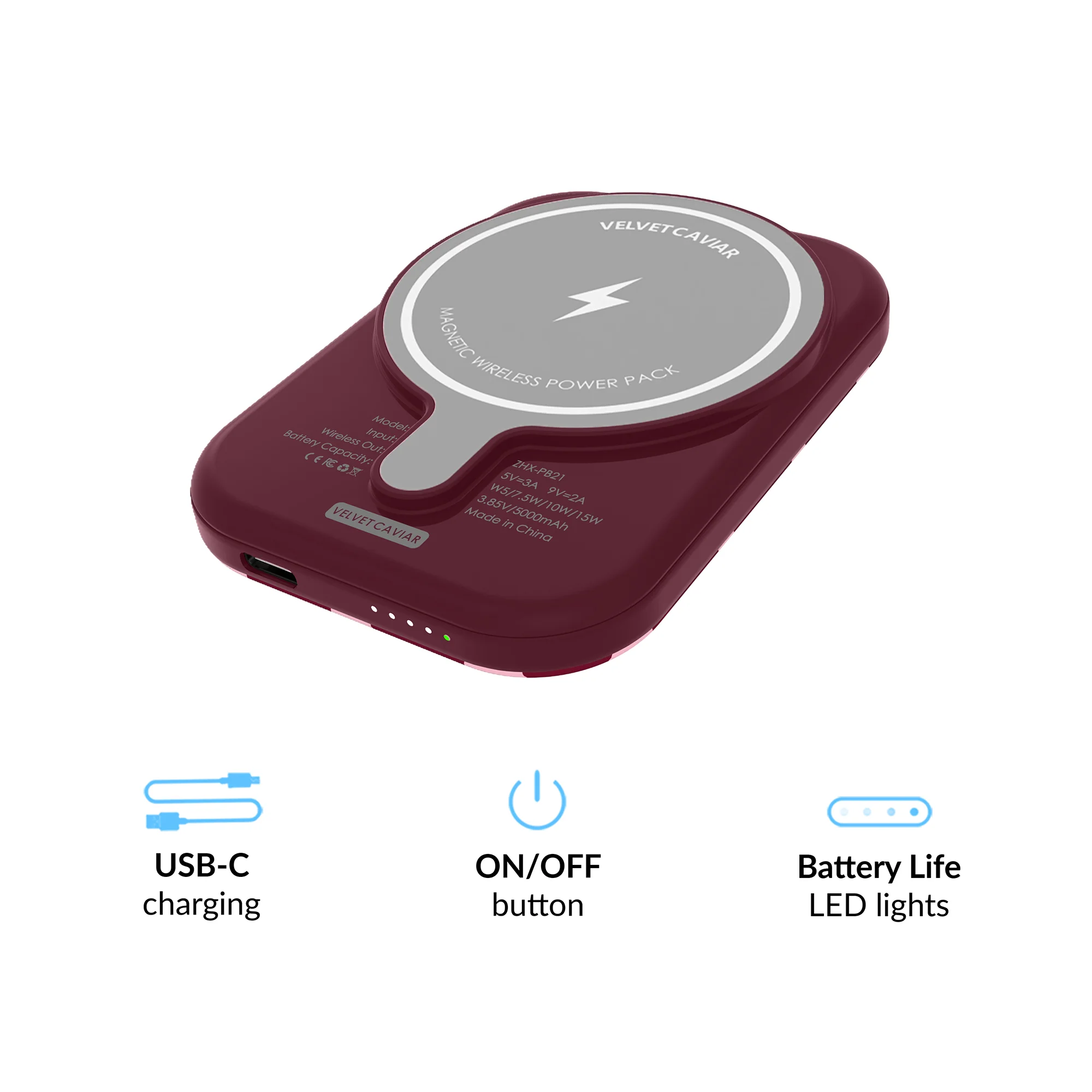Raspberry Polka Dot MagSafe Battery Power Pack - Image 4