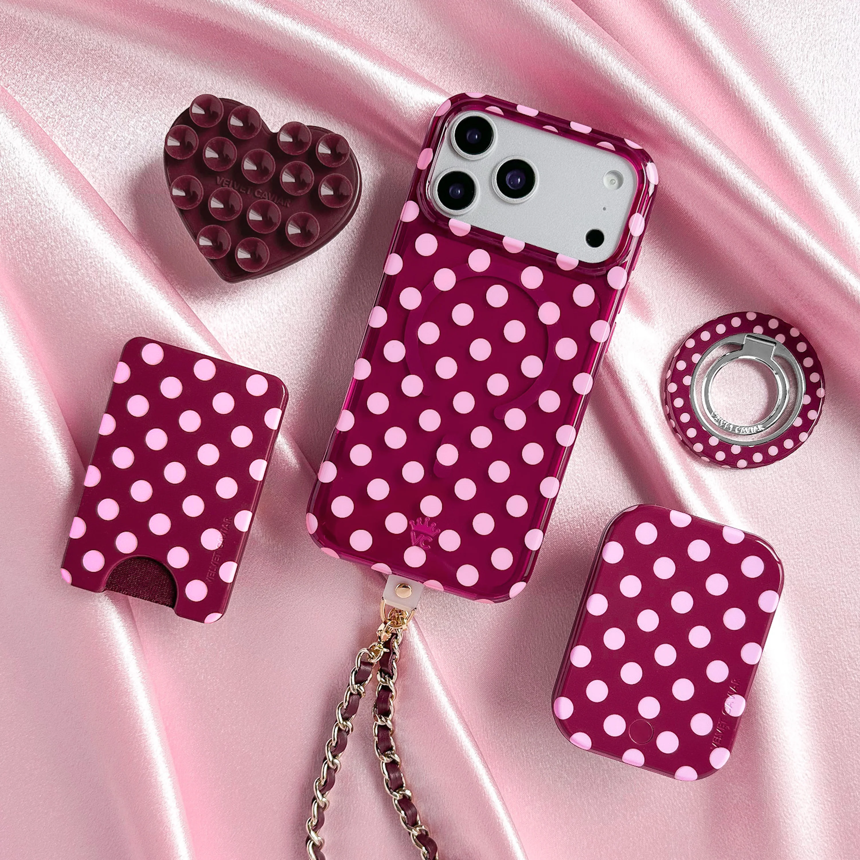 Raspberry Polka Dot MagSafe Battery Power Pack - Image 8