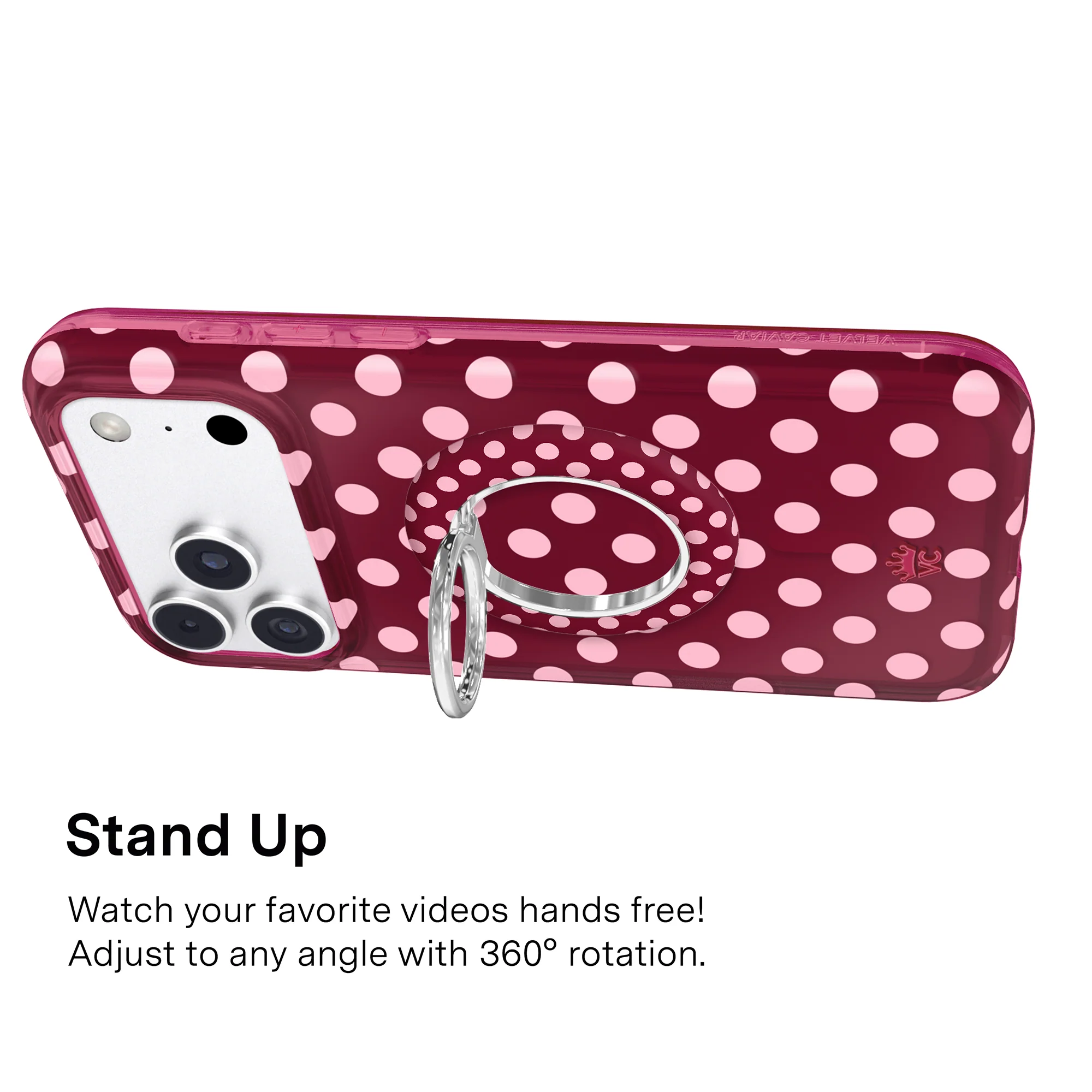 Raspberry Polka Dot MagSafe Grip Ring - Image 5