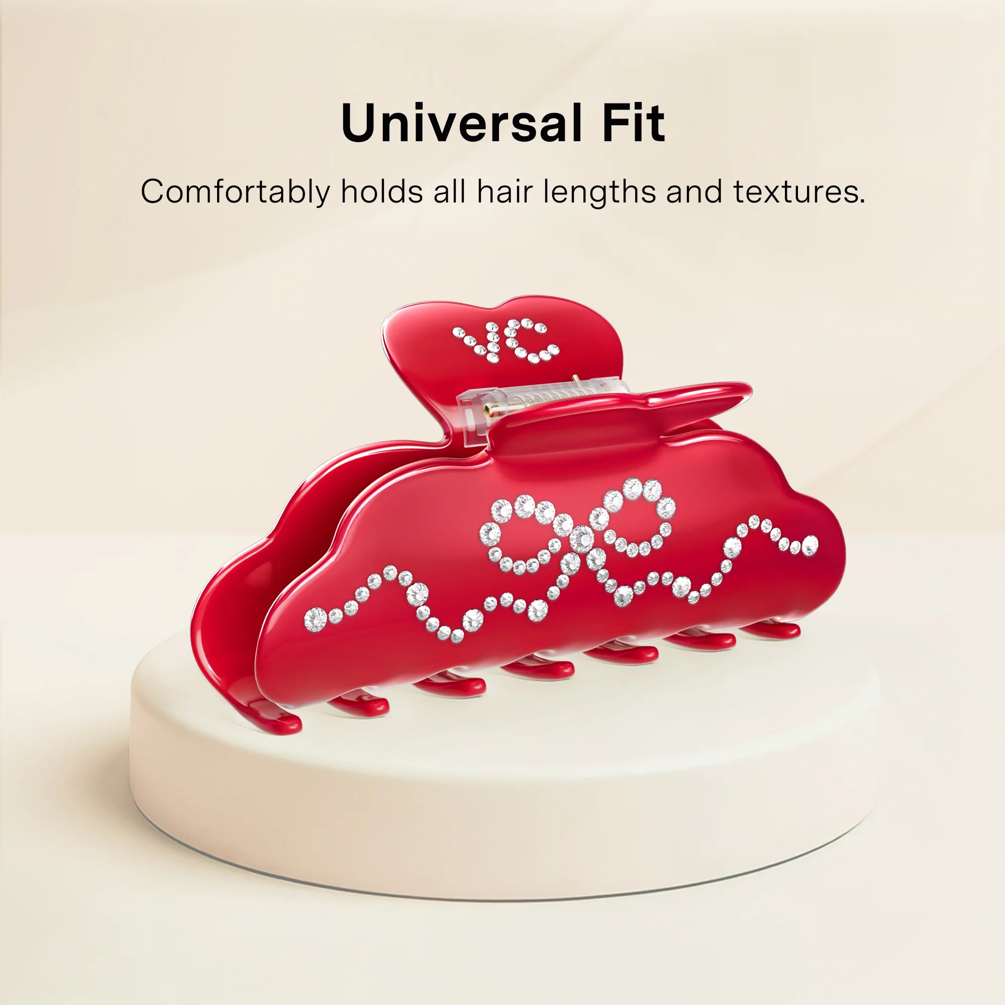 Red Crystal Bow Hair Clip - Image 3