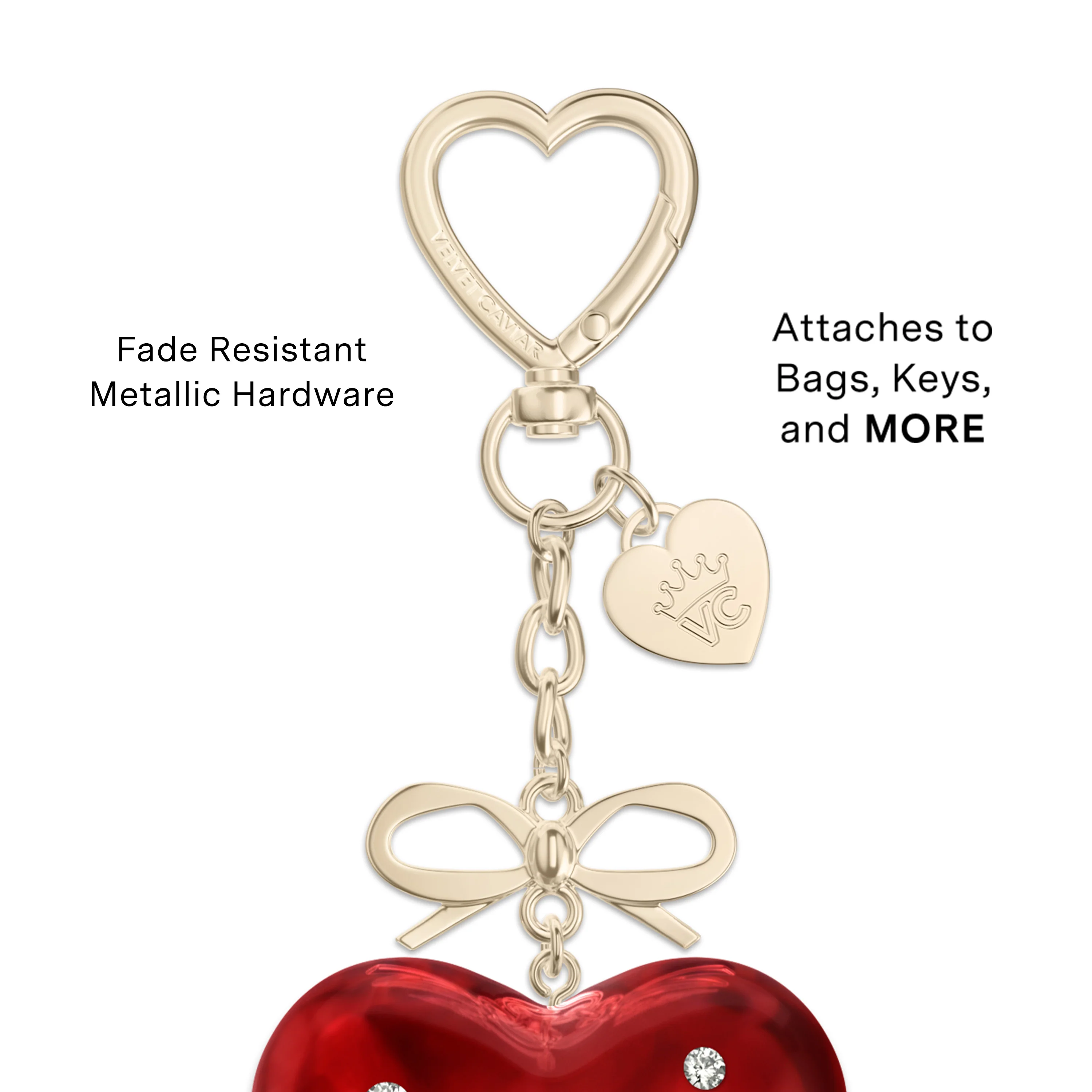 Red Crystal Heart Bag Charm - Image 3