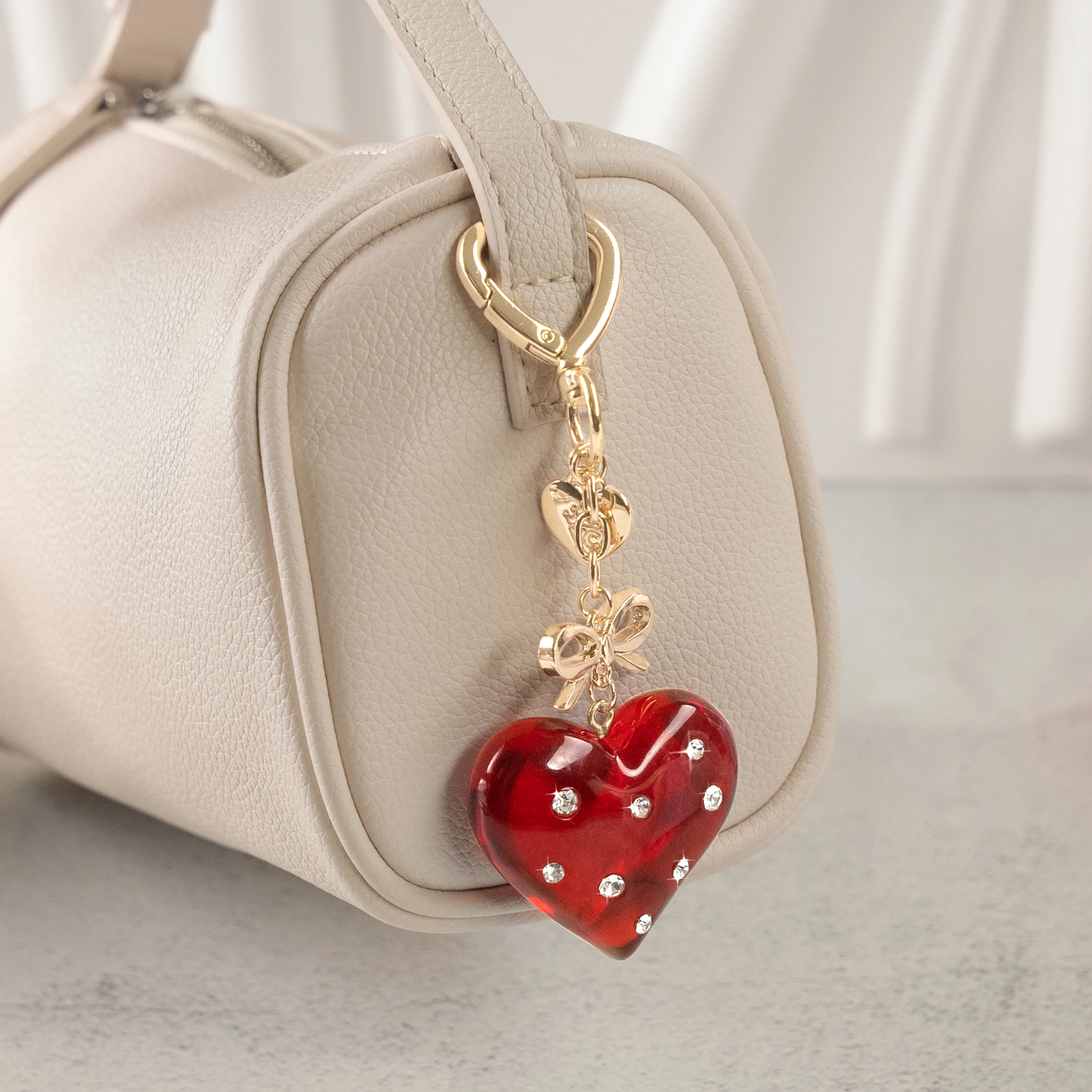 Red Crystal Heart Bag Charm - Image 5