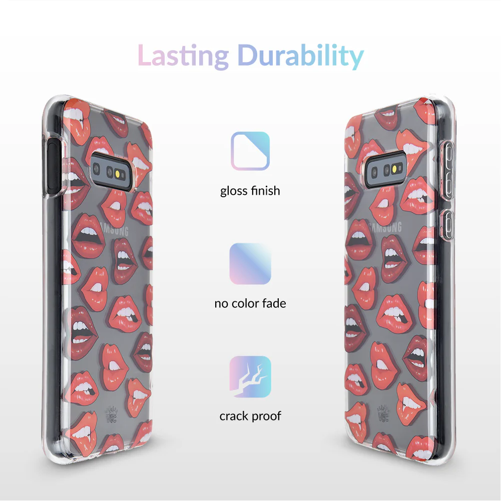 Red Lips Samsung Galaxy Clear Case - Image 36