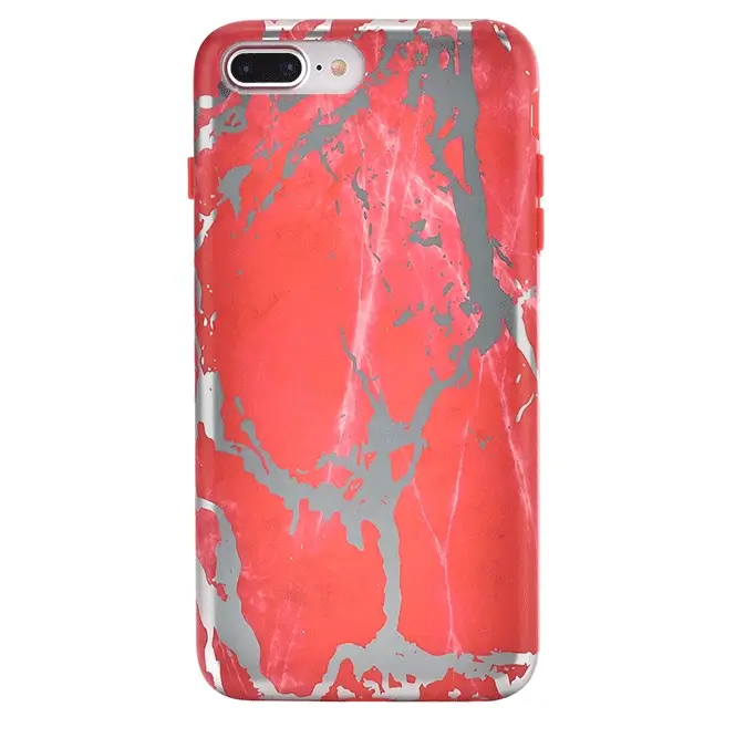 Red Marble Silver Chrome iPhone Case - Image 15