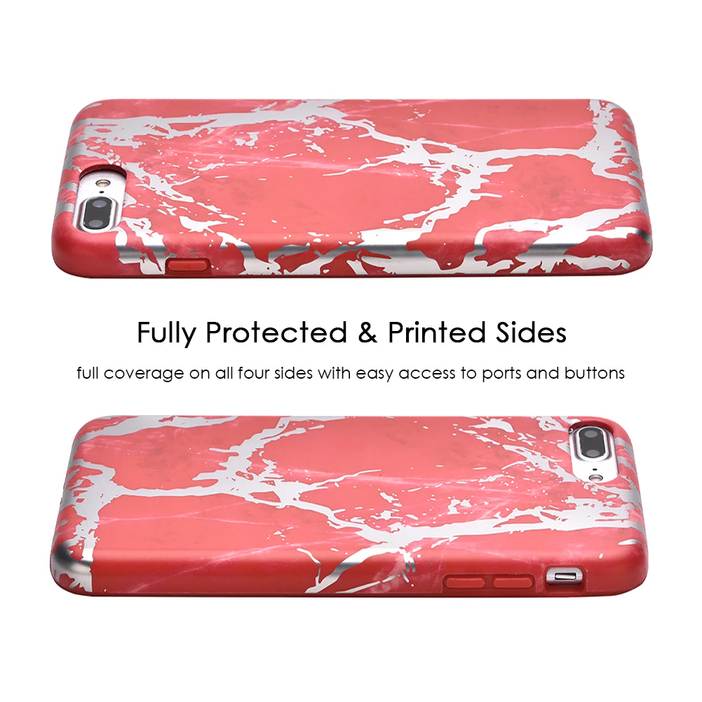 Red Marble Silver Chrome iPhone Case - Image 18