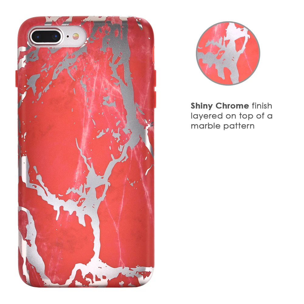 Red Marble Silver Chrome iPhone Case - Image 20