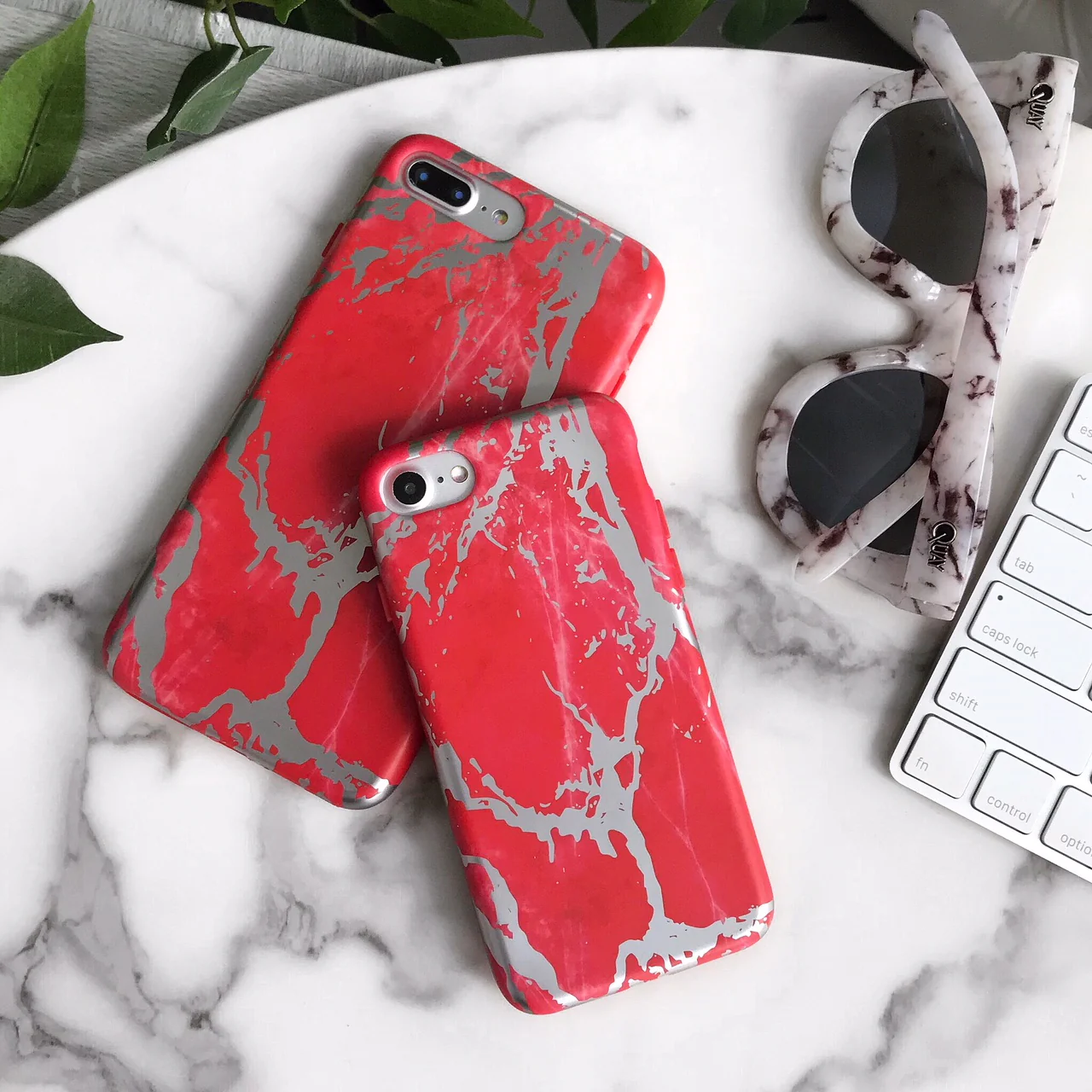Red Marble Silver Chrome iPhone Case - Image 21
